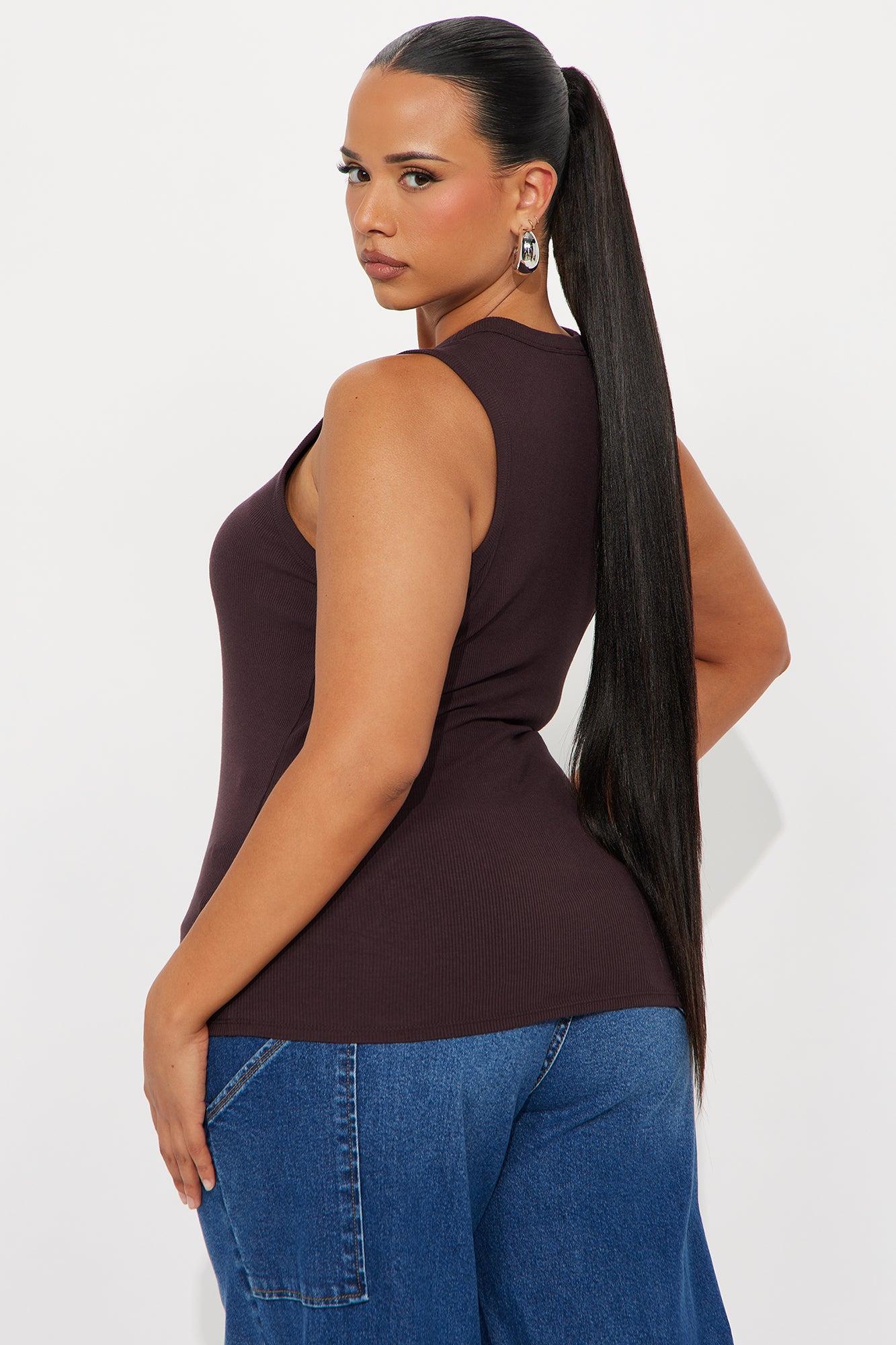 Lily Ribbed Tank - Brown Female Product Image