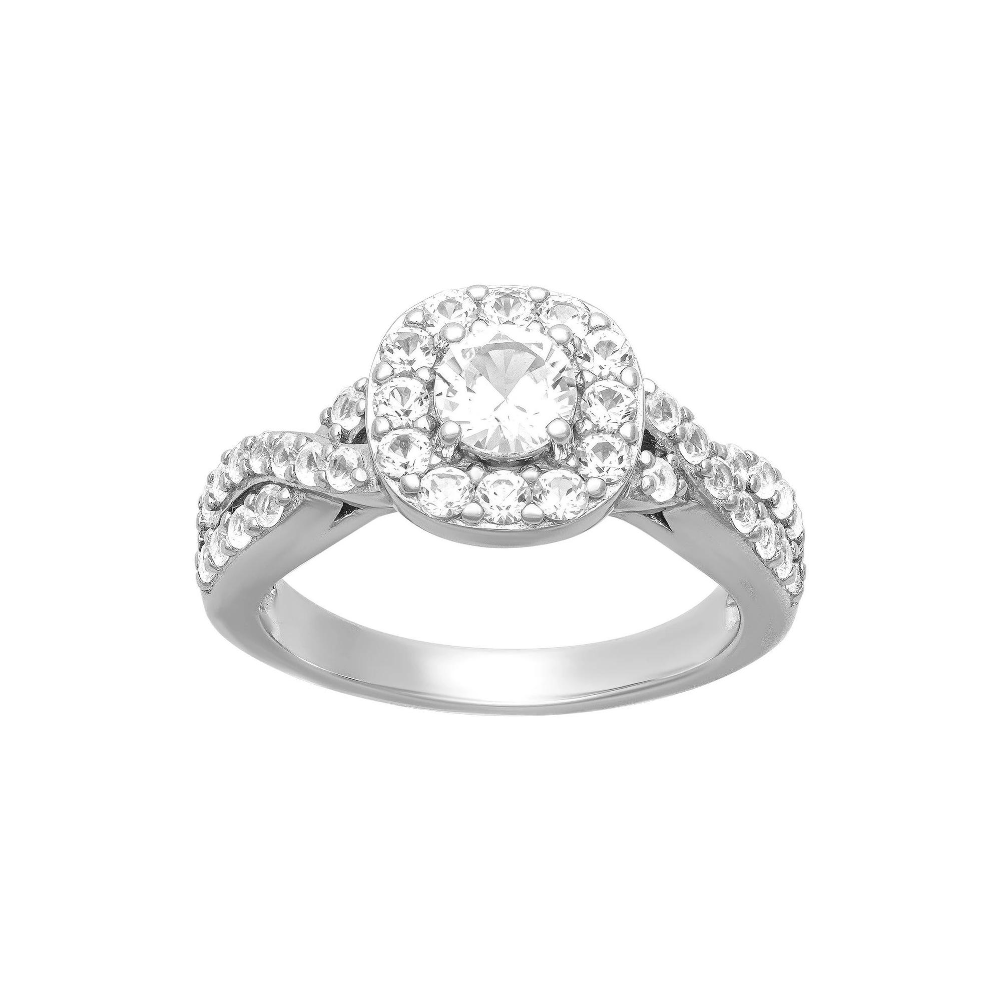 Love Always Sterling Silver 1 1/4 Carat T.W. Lab-Created White Sapphire Engagement Ring, Women's, Size: 8 Product Image