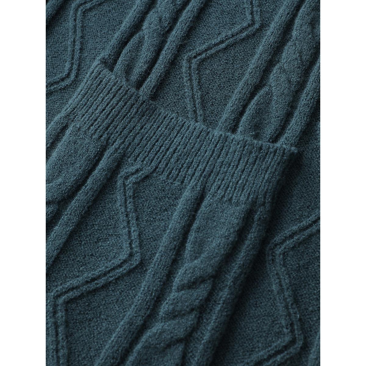 Plus Size Supersoft Cable Knit Pockets Shawl Collar Knit Cardigan Aegean Women Leisure Loose Long Sleeve Casual Cardigans BloomChic 10/M Product Image