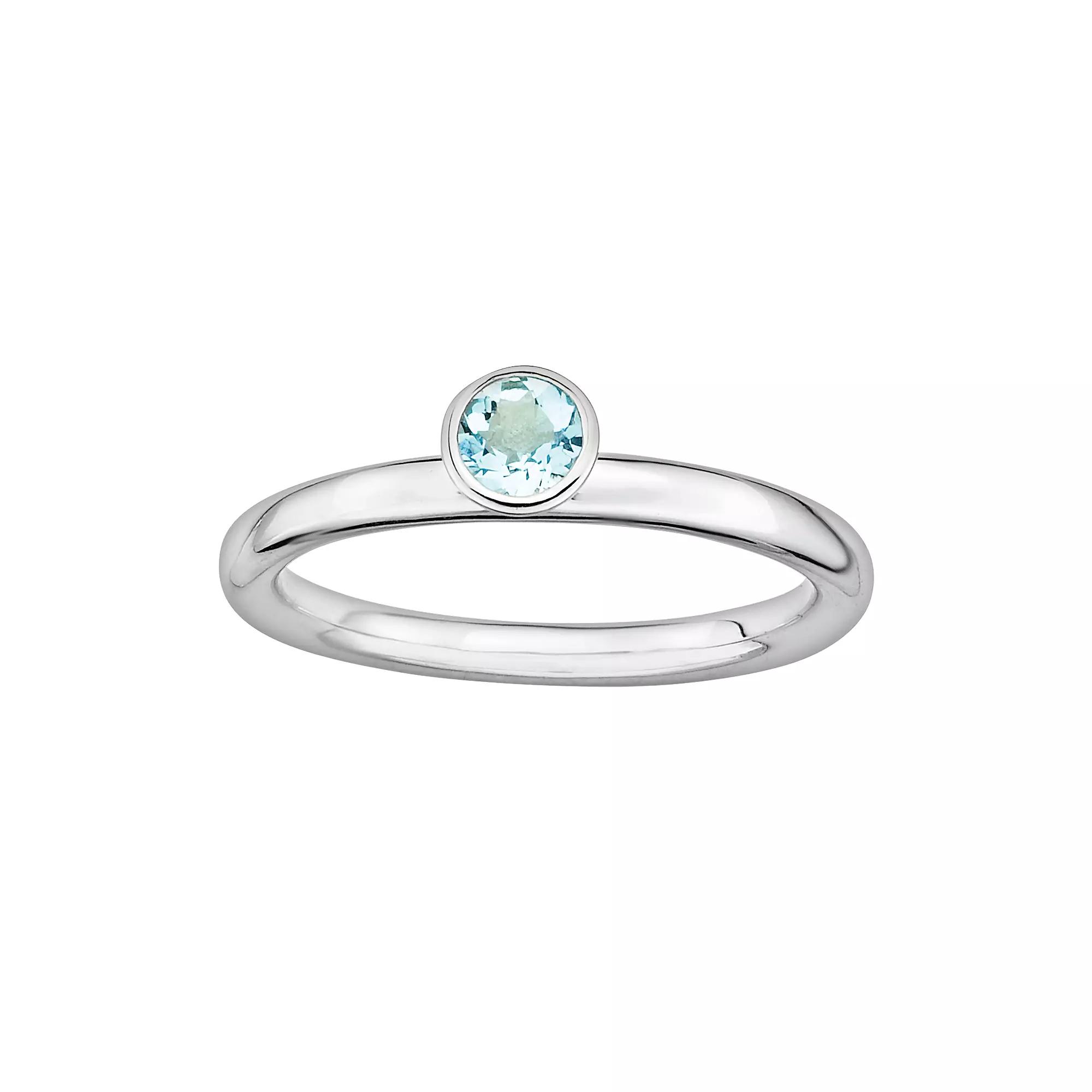 Stacks & Stones Sterling Silver Aquamarine Stack Ring, Women's, Size: 6 Product Image