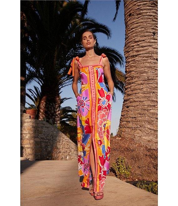 Trina Turk Cami Soie Paradise Floral Print Square Neck Sleeveless Maxi Dress Product Image