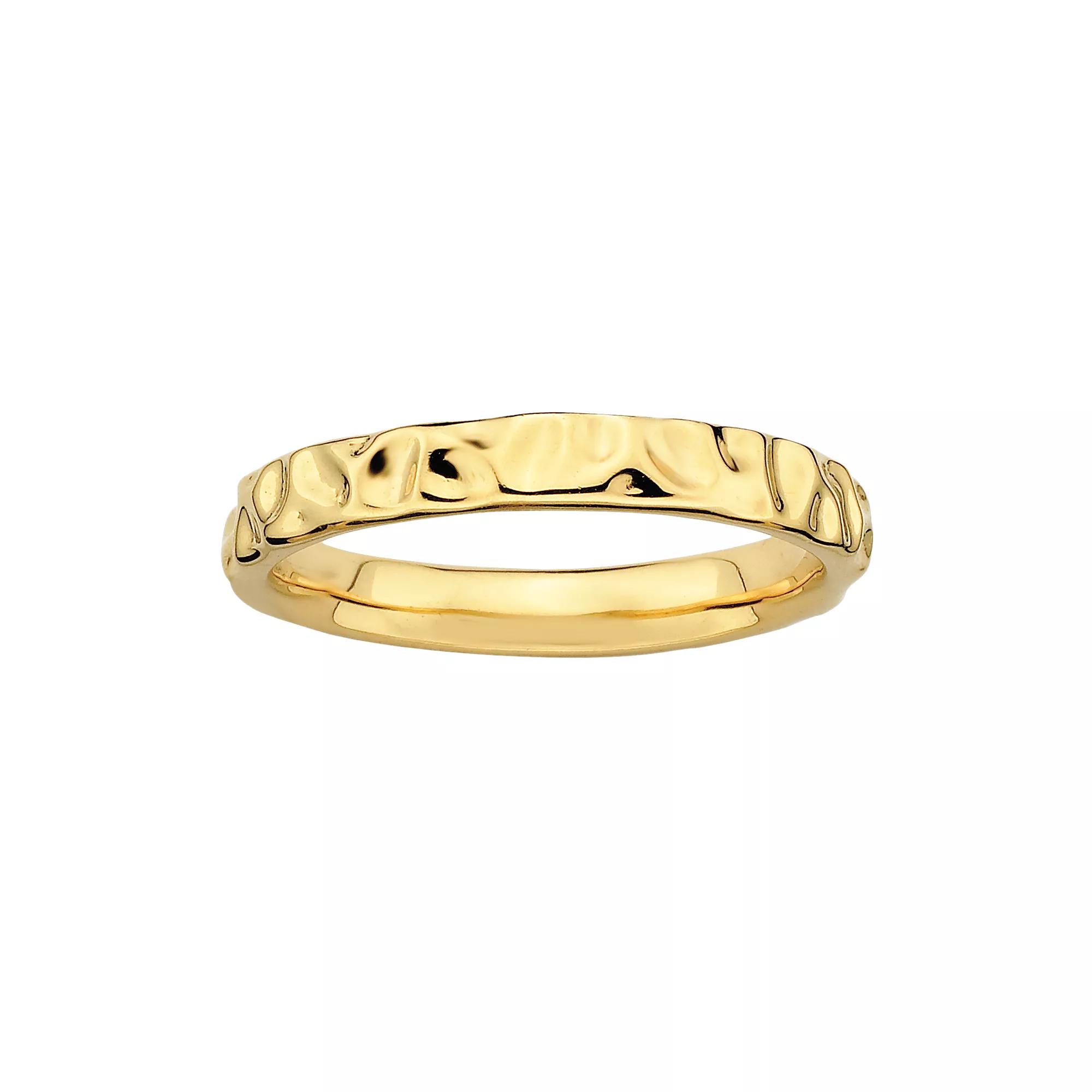 Stacks & Stones 18k Gold Over Silver Hammered Stack Ring, Women's, Size: 10 Product Image