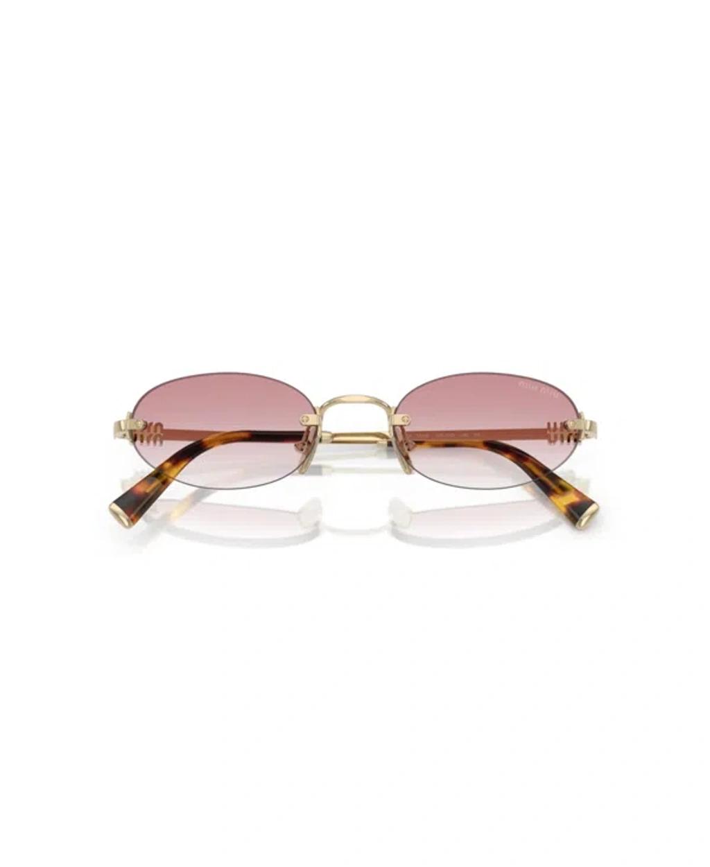 MIU MIU Womens Gold Mu A52s Oval-frame Metal Sunglasses In Gray Product Image