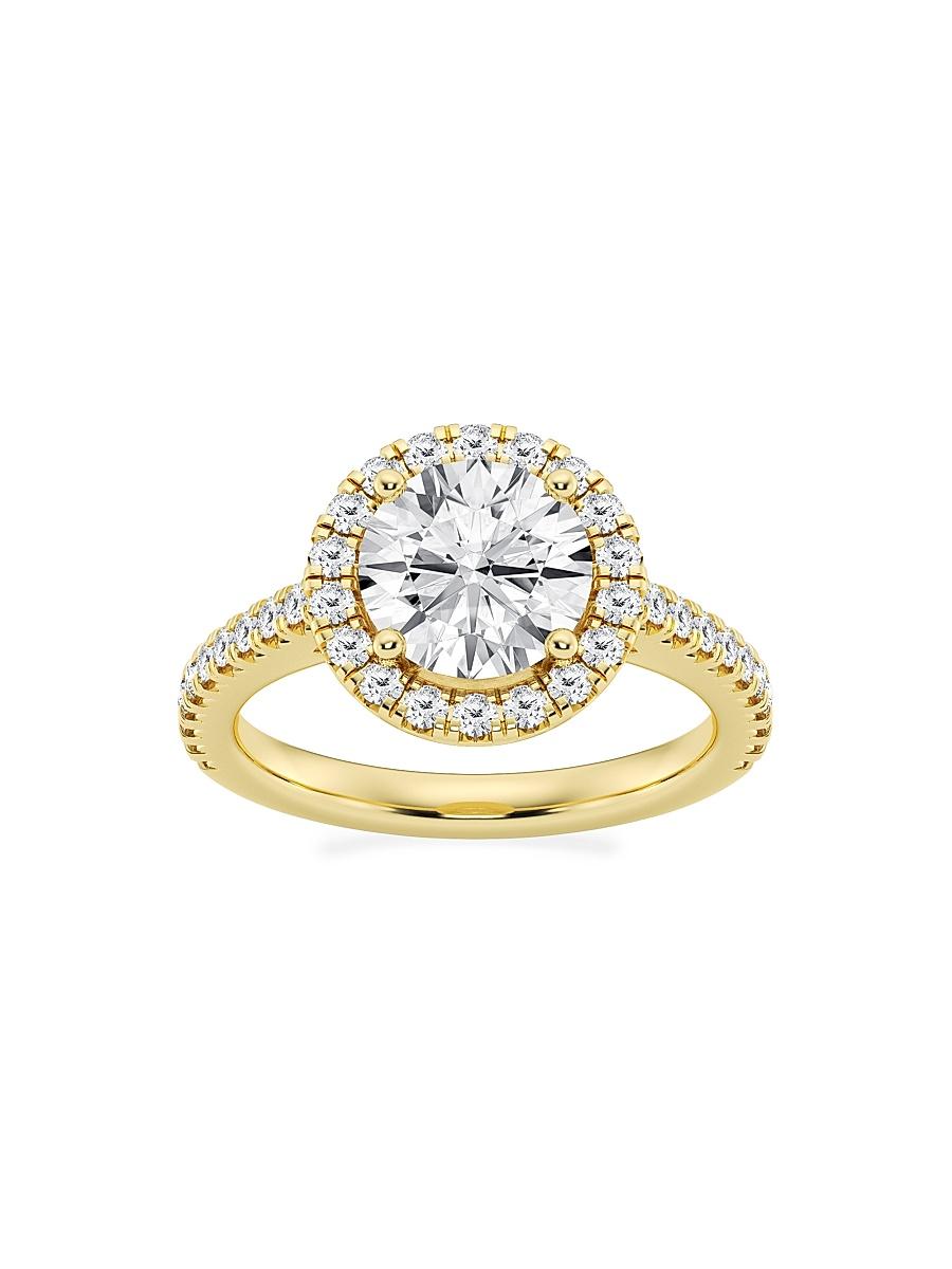Womens 14K Yellow Gold & Round Lab-Grown Diamond Halo Ring/1.30-3.60 TCW Product Image