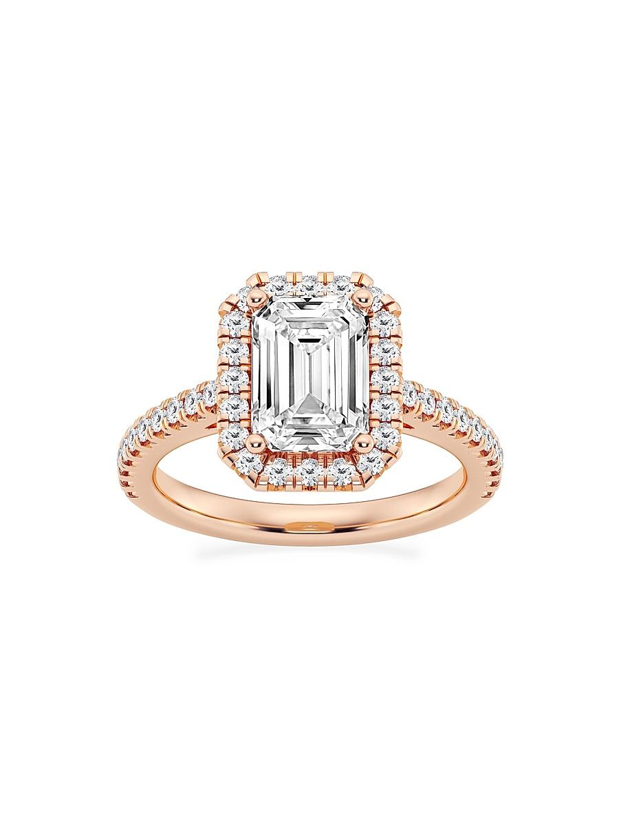Womens 14K Rose Gold & Emerald-Cut Lab-Grown Diamond Halo Ring/1.30-3.60 TCW Product Image