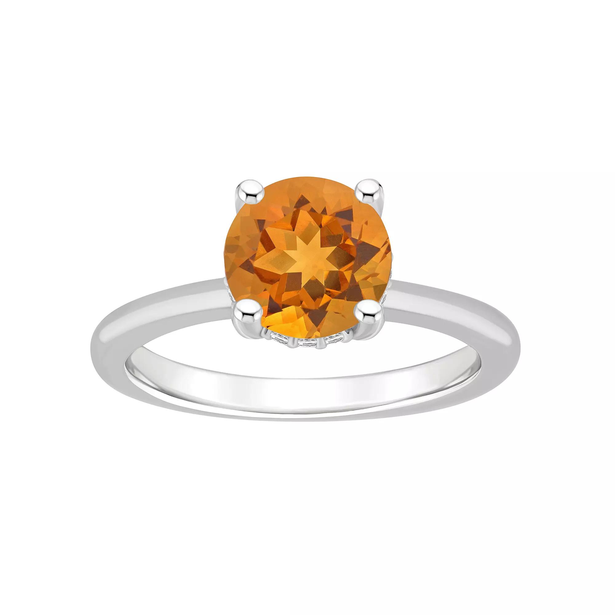 Alyson Layne Sterling Silver 8 mm Round Gemstone & Diamond Accent Ring, Women's,  Product Image