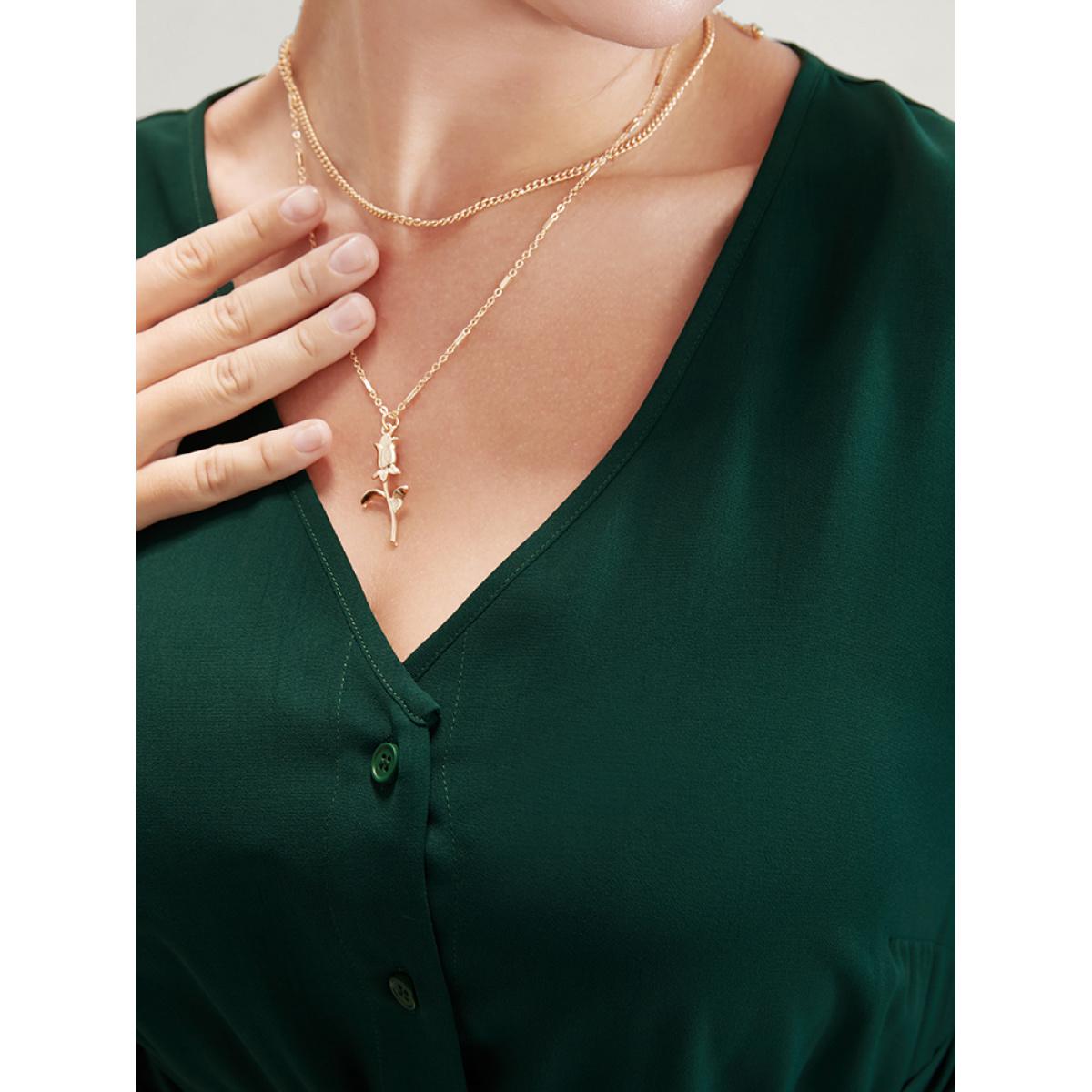 Plus Size Solid V Neck Ruffled Button Detail Belted Split Maxi Dress Green Women Elegant Pocket V-neck Long Sleeve Curvy Long Dress BloomChic 28/5X Product Image