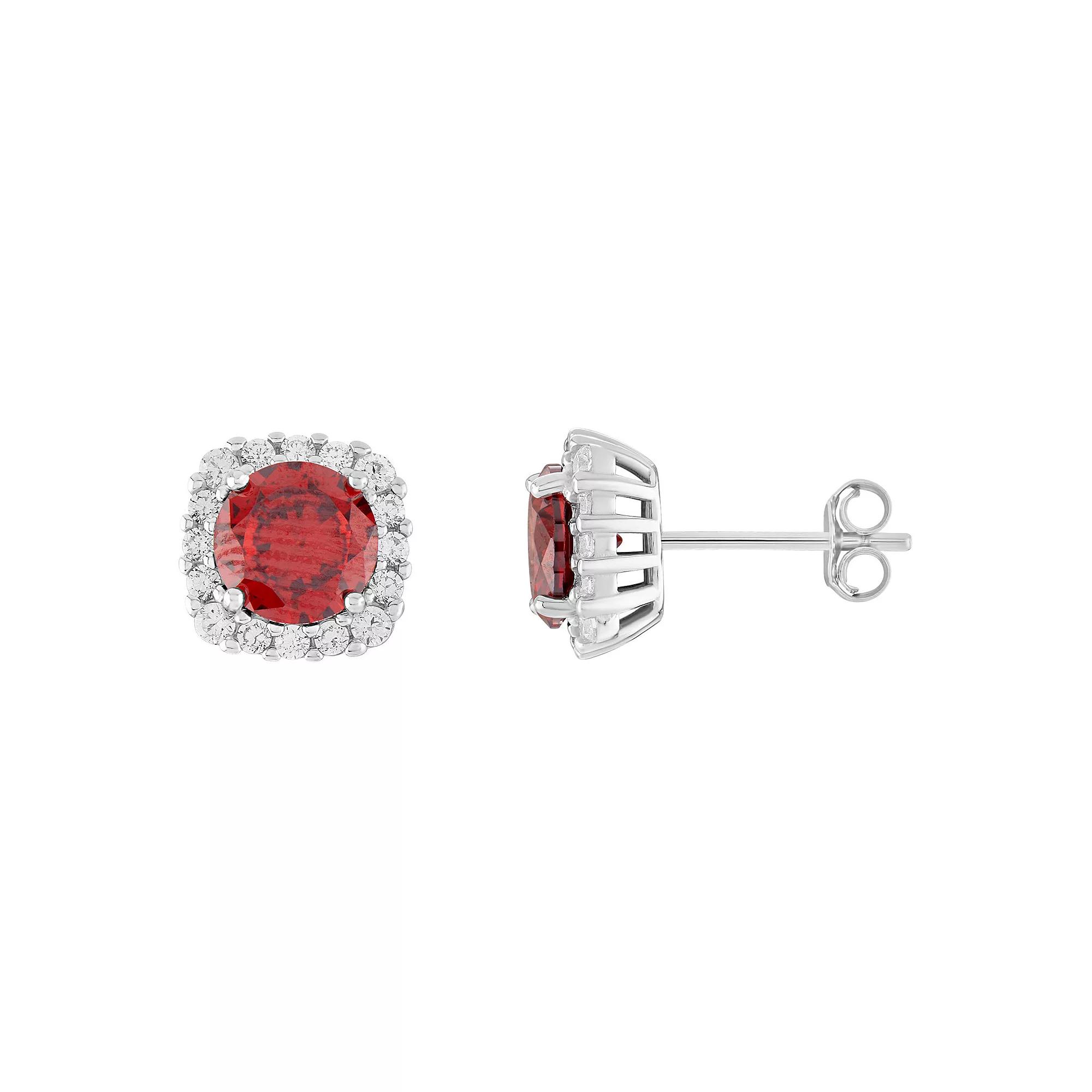 PRIMROSE Sterling Silver Cubic Zirconia Halo Stud Earrings, Women's, January Product Image