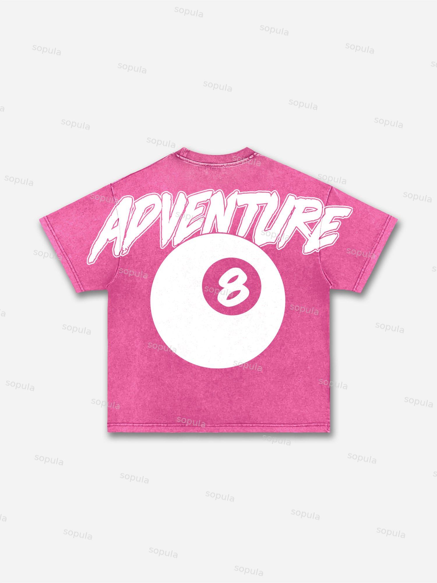 Vintage Black 8 Print Graphic Acid Wash T-shirt Product Image