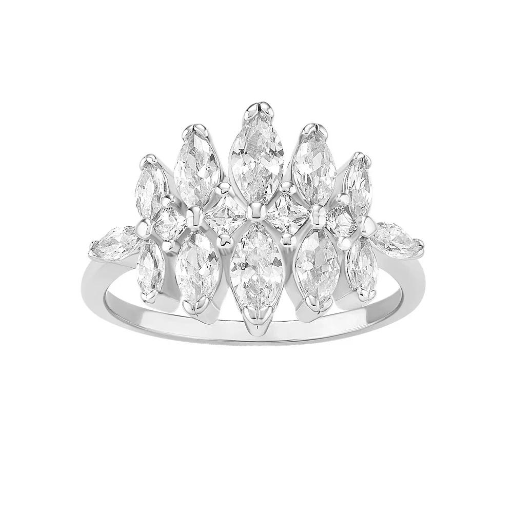 PRIMROSE Sterling Silver Graduated Cubic Zirconia Ring, Women's, Size: 9, Sterling Clear Product Image