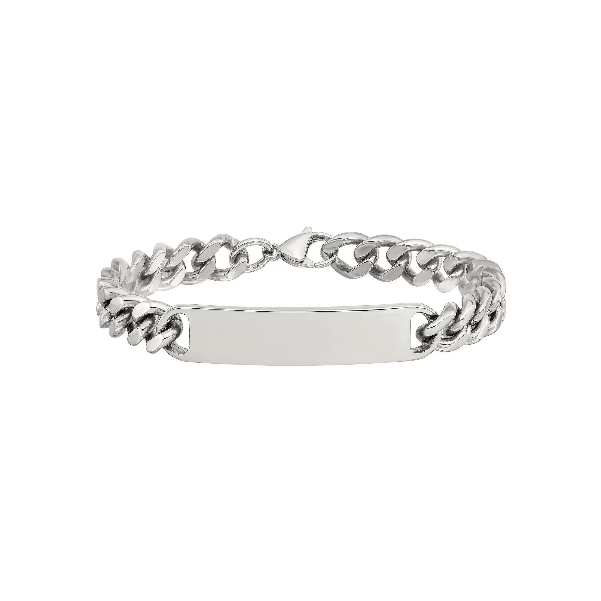 Men's Stainless Steel ID Plate Bracelet, Size: 8.5" Product Image