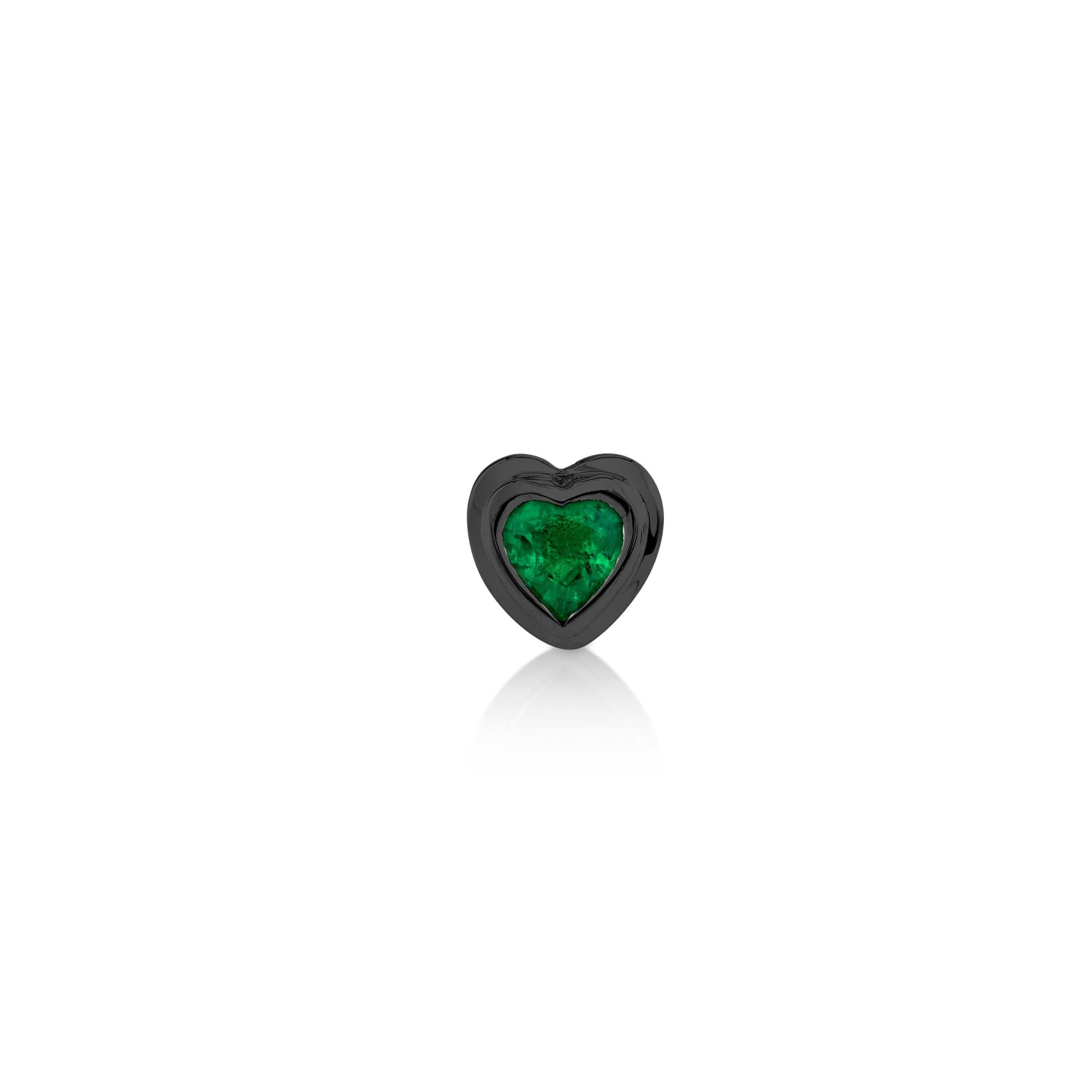SINGLE EMERALD BEZEL HEART STUD Product Image