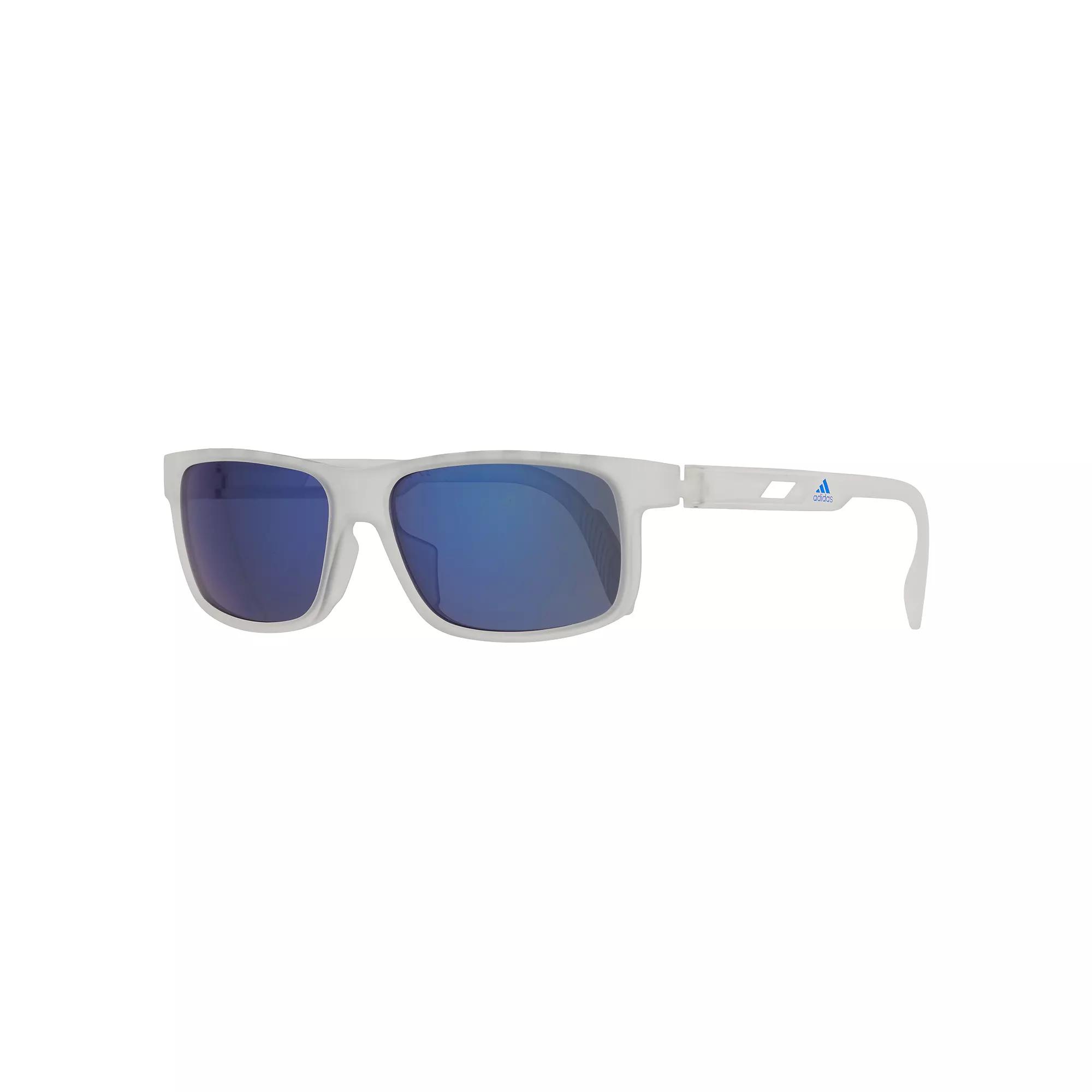 Men's adidas Thin Rectangular Sport Sunglasses, White Orange Product Image