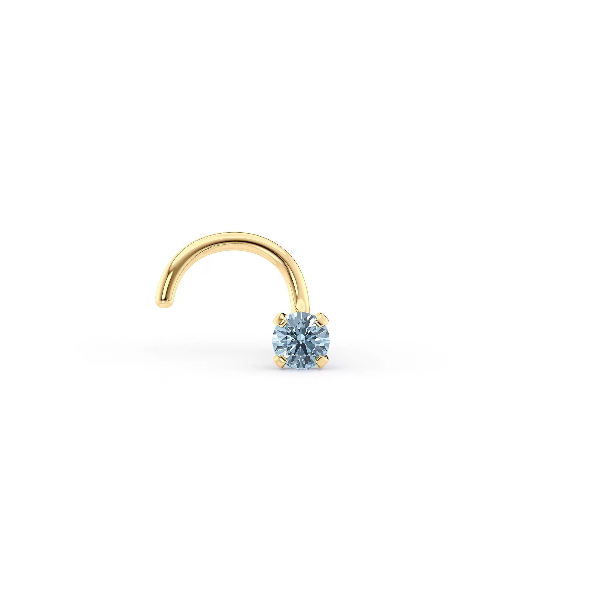 Lila Moon 14k Gold Blue Crystal Curved Nose Stud, Women's Product Image