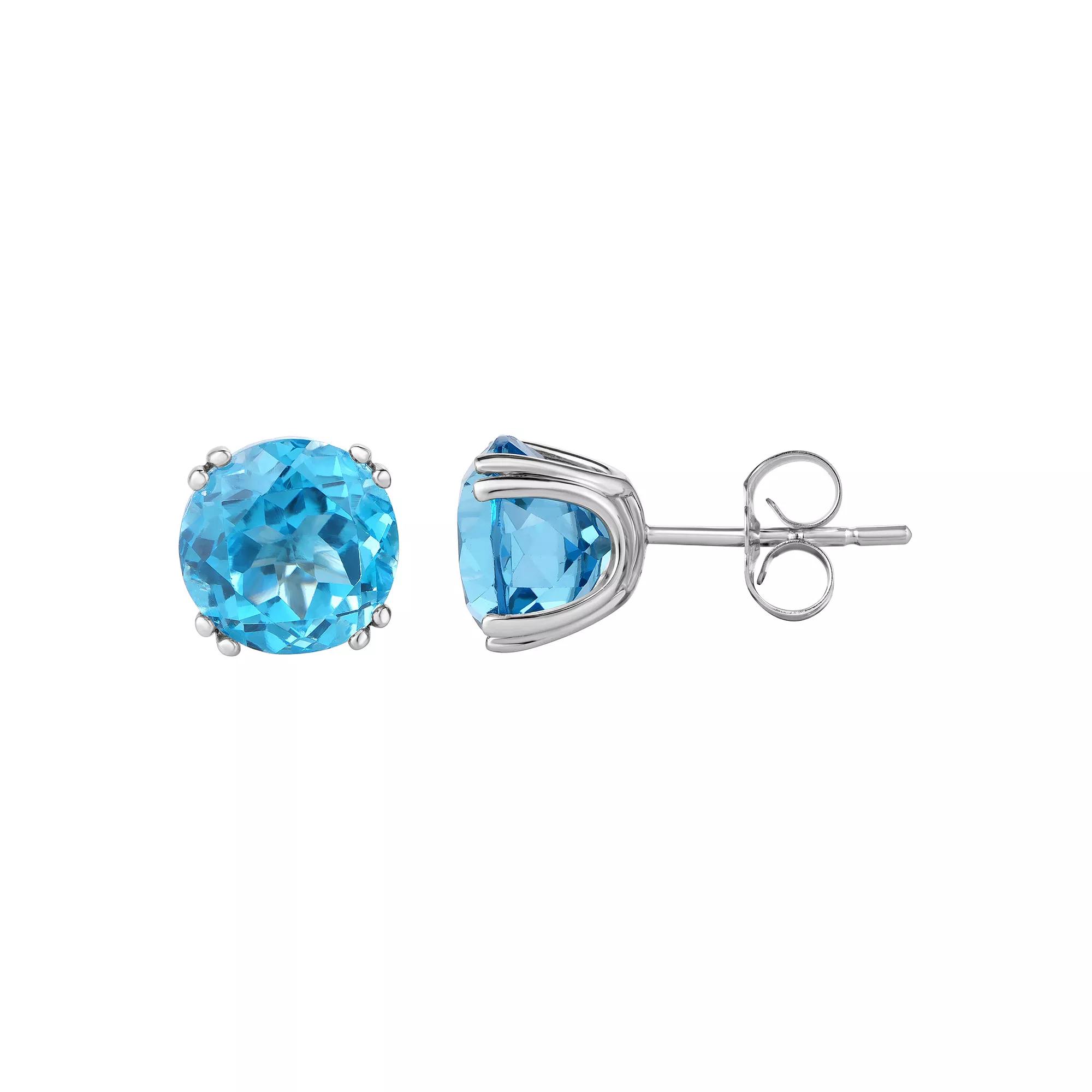 Oro Leoni 14k White Gold Blue Topaz Stud Earrings, Women's, 14k Gold Product Image