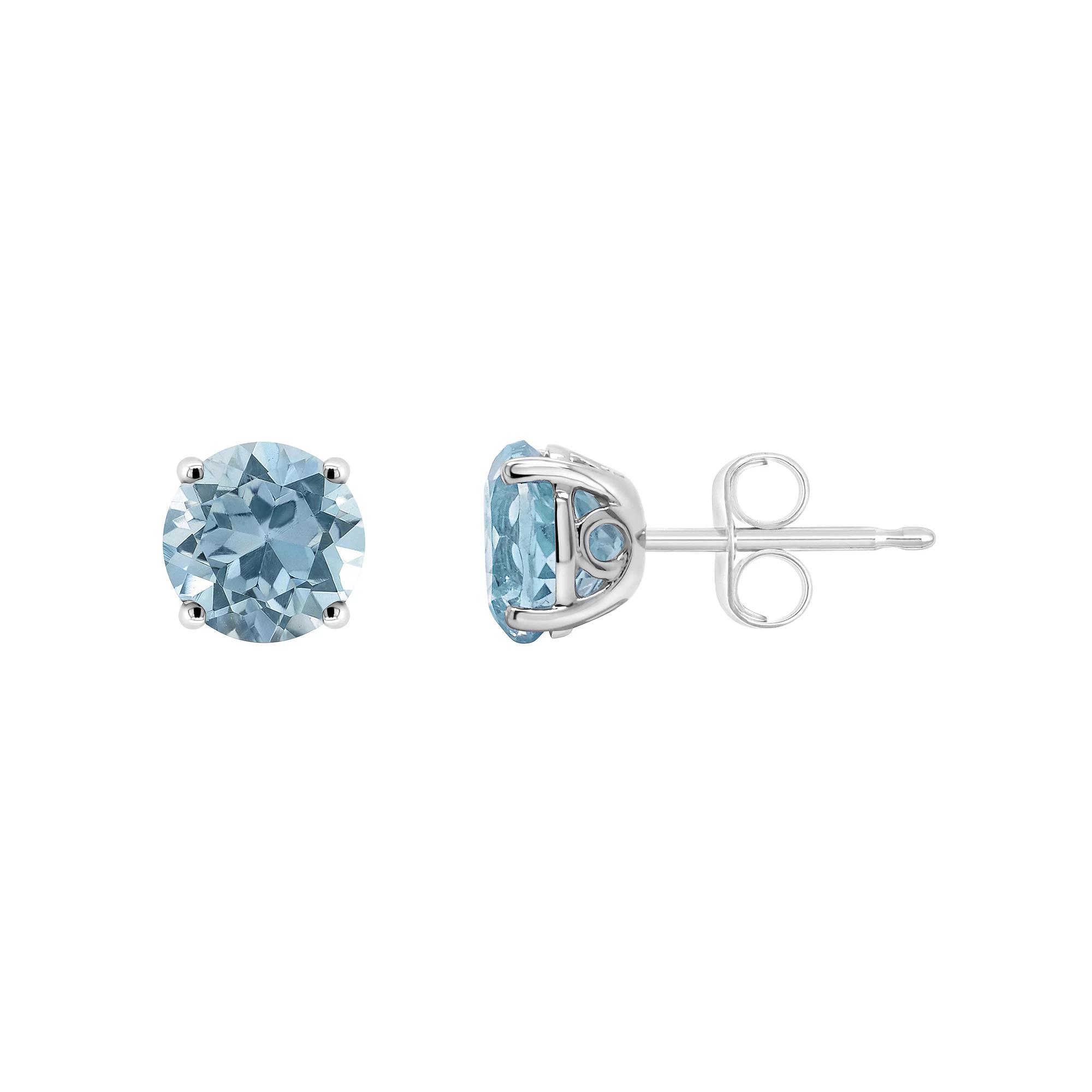 Alyson Layne 14k Gold Round Sky Blue Topaz Stud Earrings, Women's, 14k White Gold Product Image