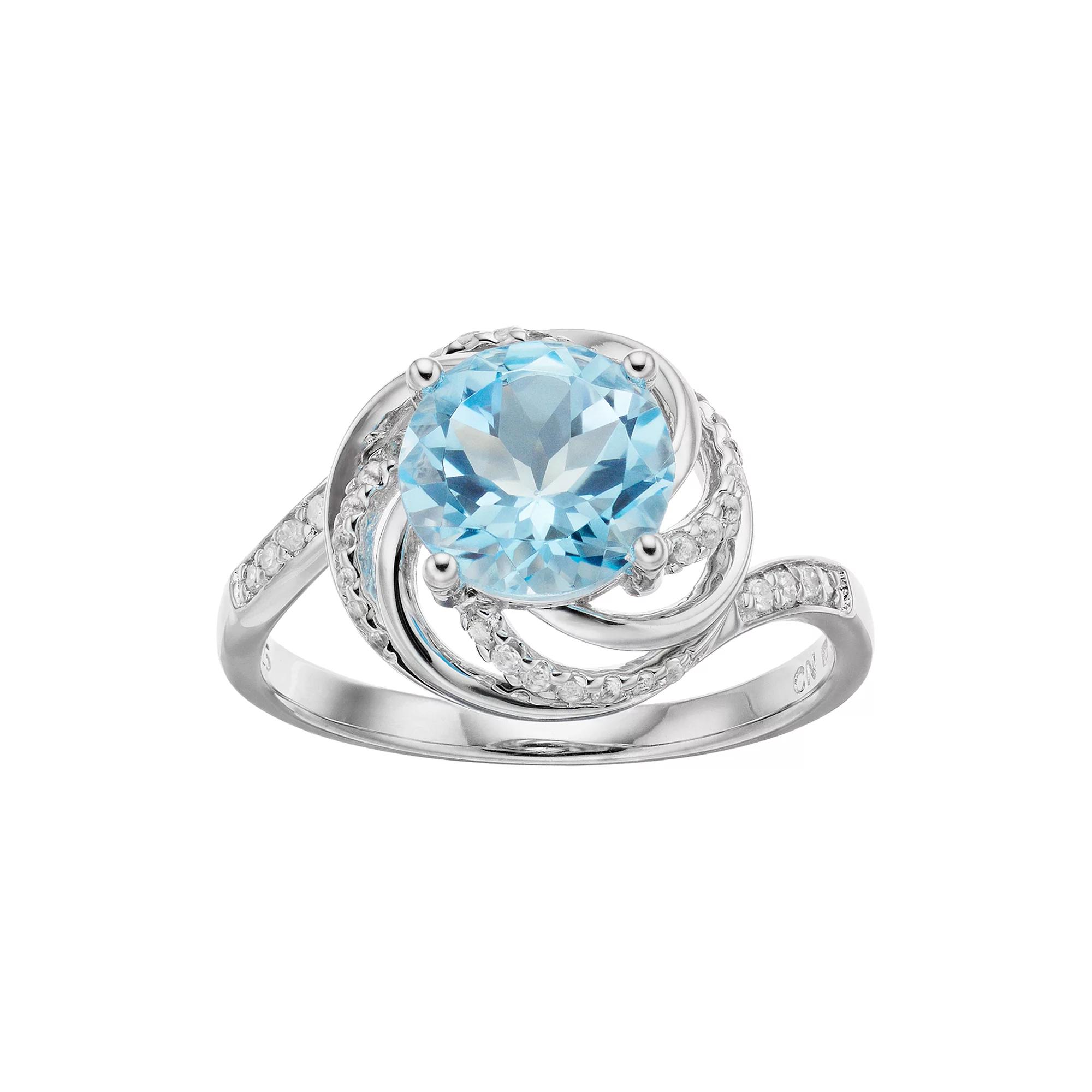 Stella Grace Sterling Silver Blue & White Topaz Swirl Ring, Women's, Size: 6 Product Image