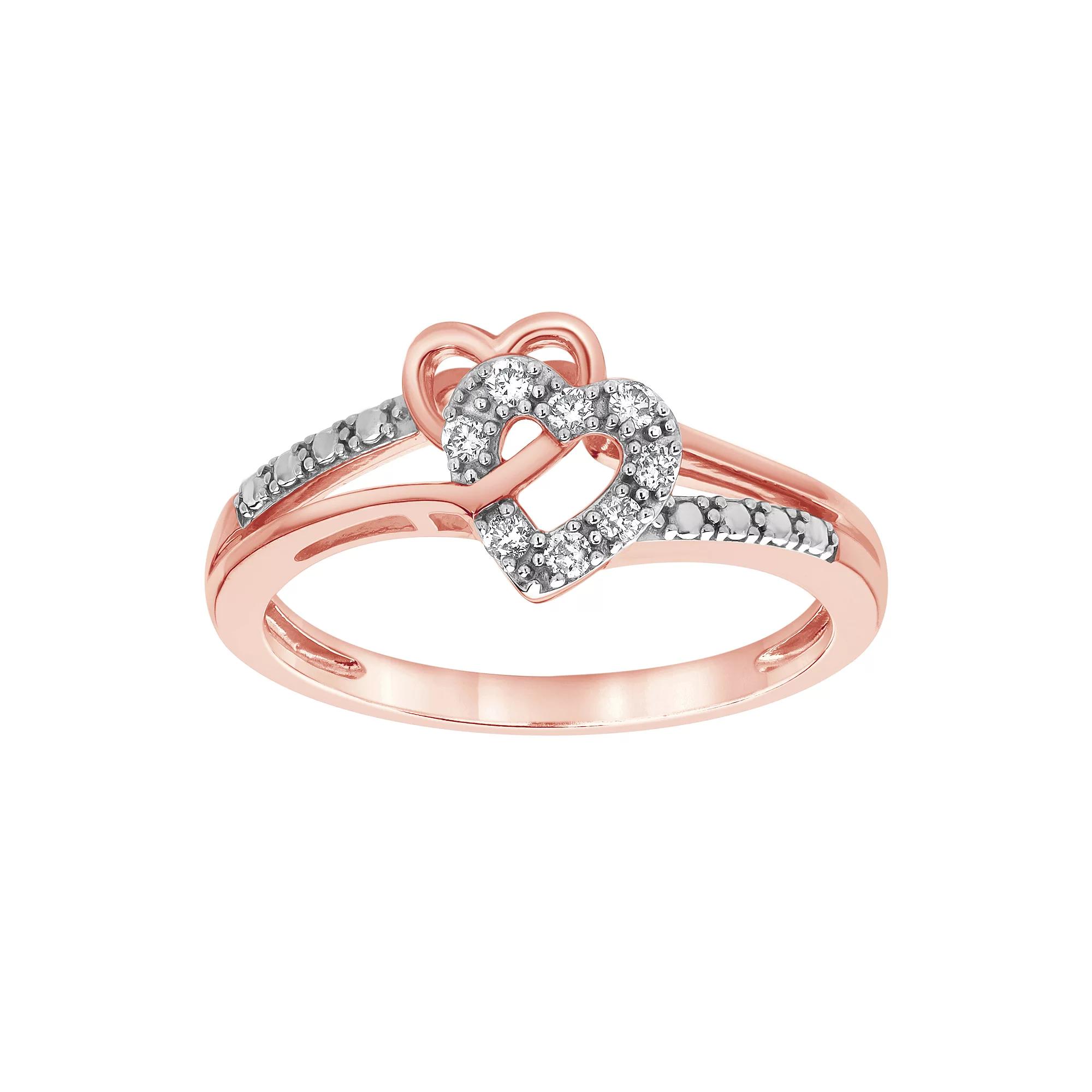 Diamond Brilliance 1/10 Carat T.W. Lab-Grown Diamond Double Heart Ring, Women's,  Product Image