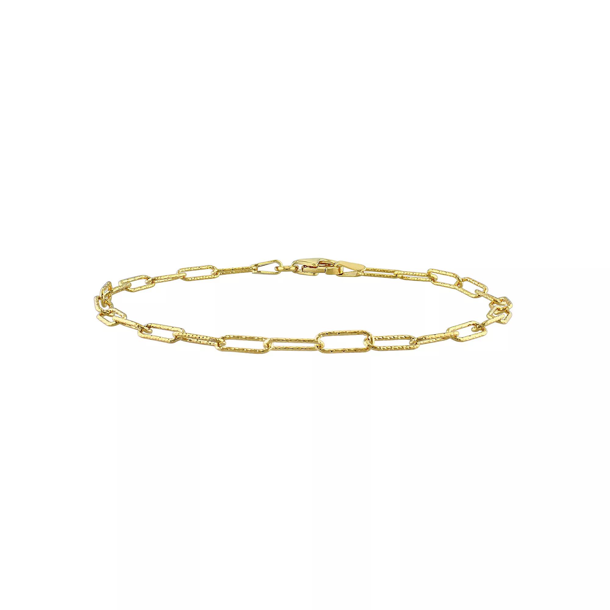 Stella Grace 18k Gold Over Silver Fancy Paper Clip Link Chain Bracelet, Women's, Size: 7", Gold Tone Product Image