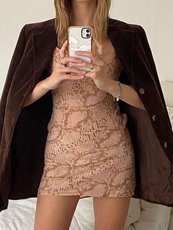 Snake Pattern Slip Mini Dress Product Image