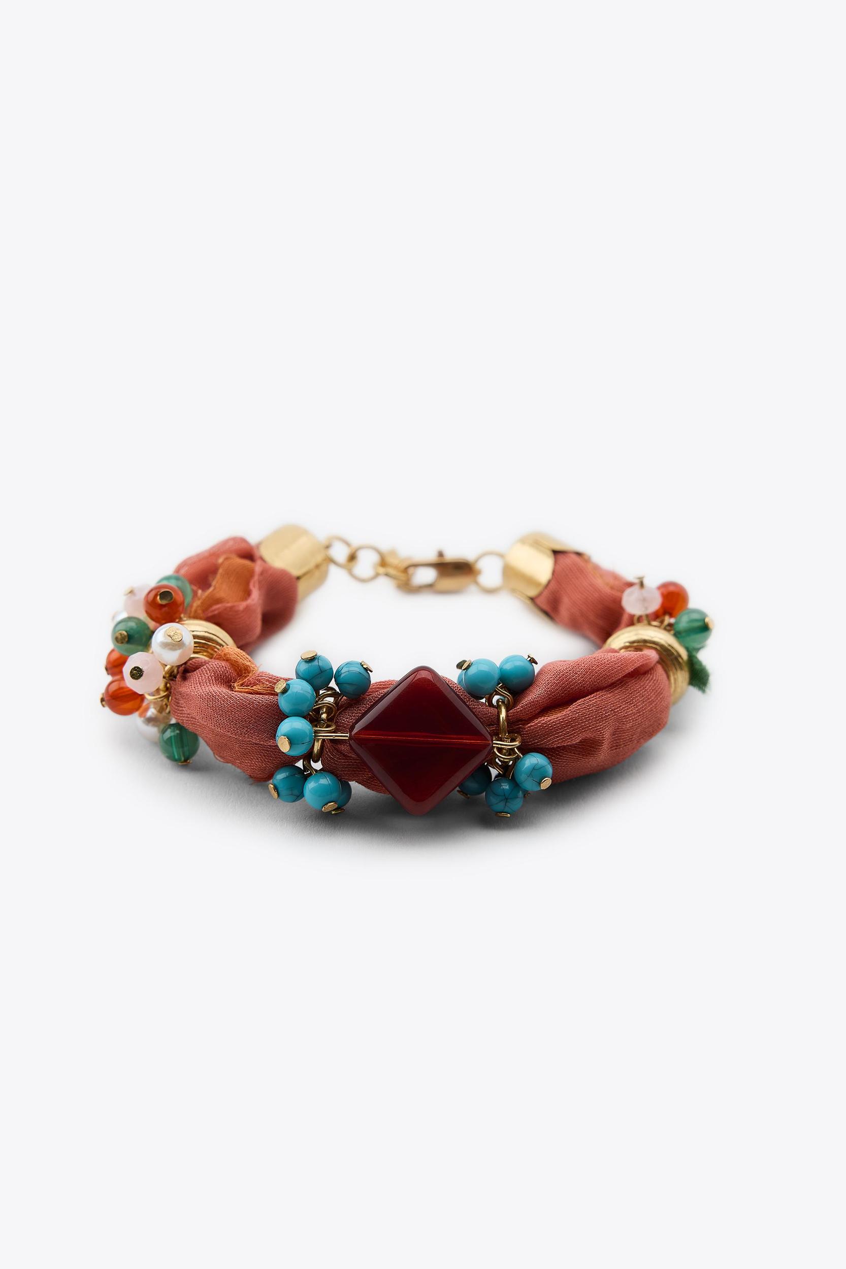 2-PACK OF BEADED FABRIC BRACELETS Product Image