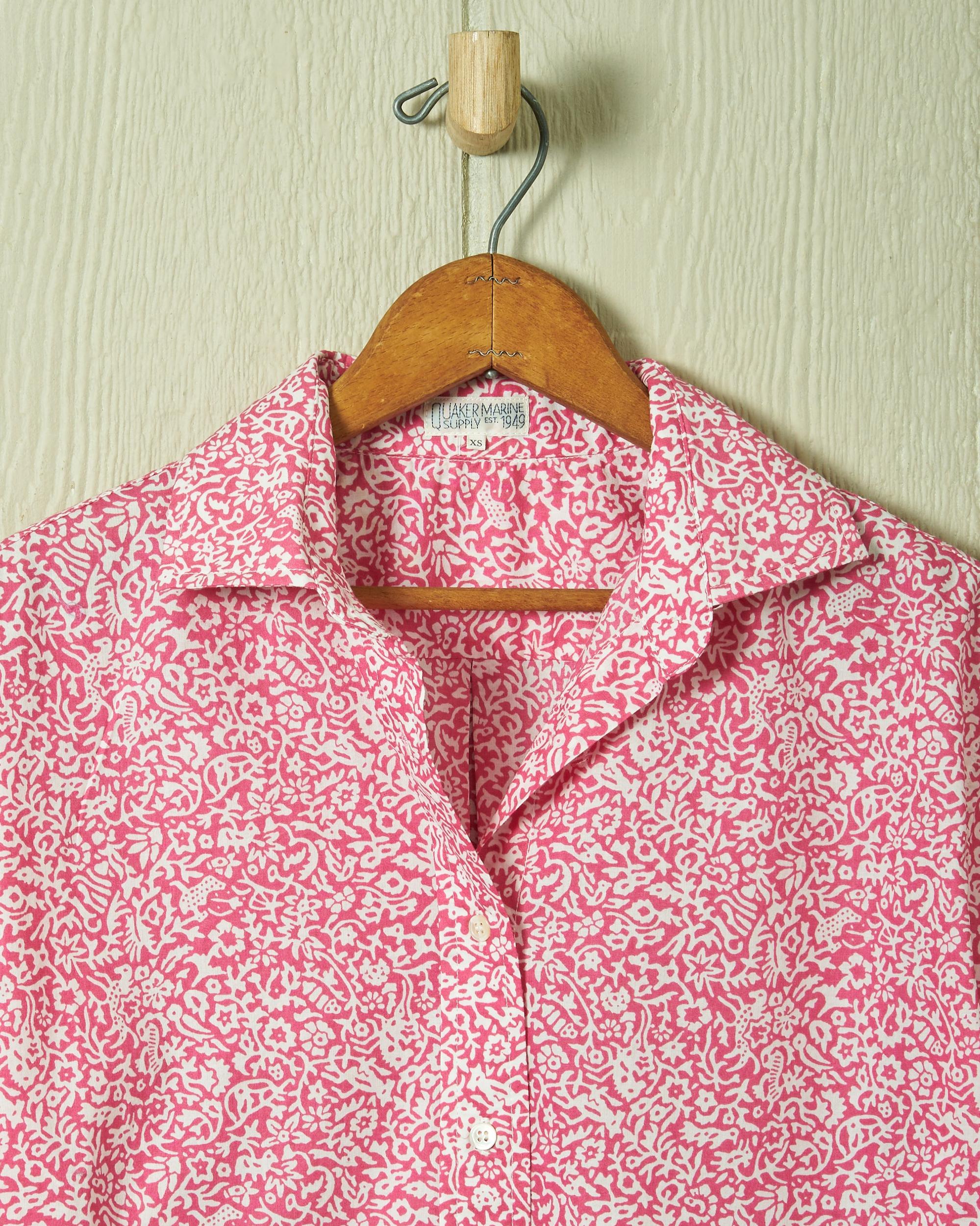 Women's Point Collar Blouse in Raspberry Summer Floral Product Image