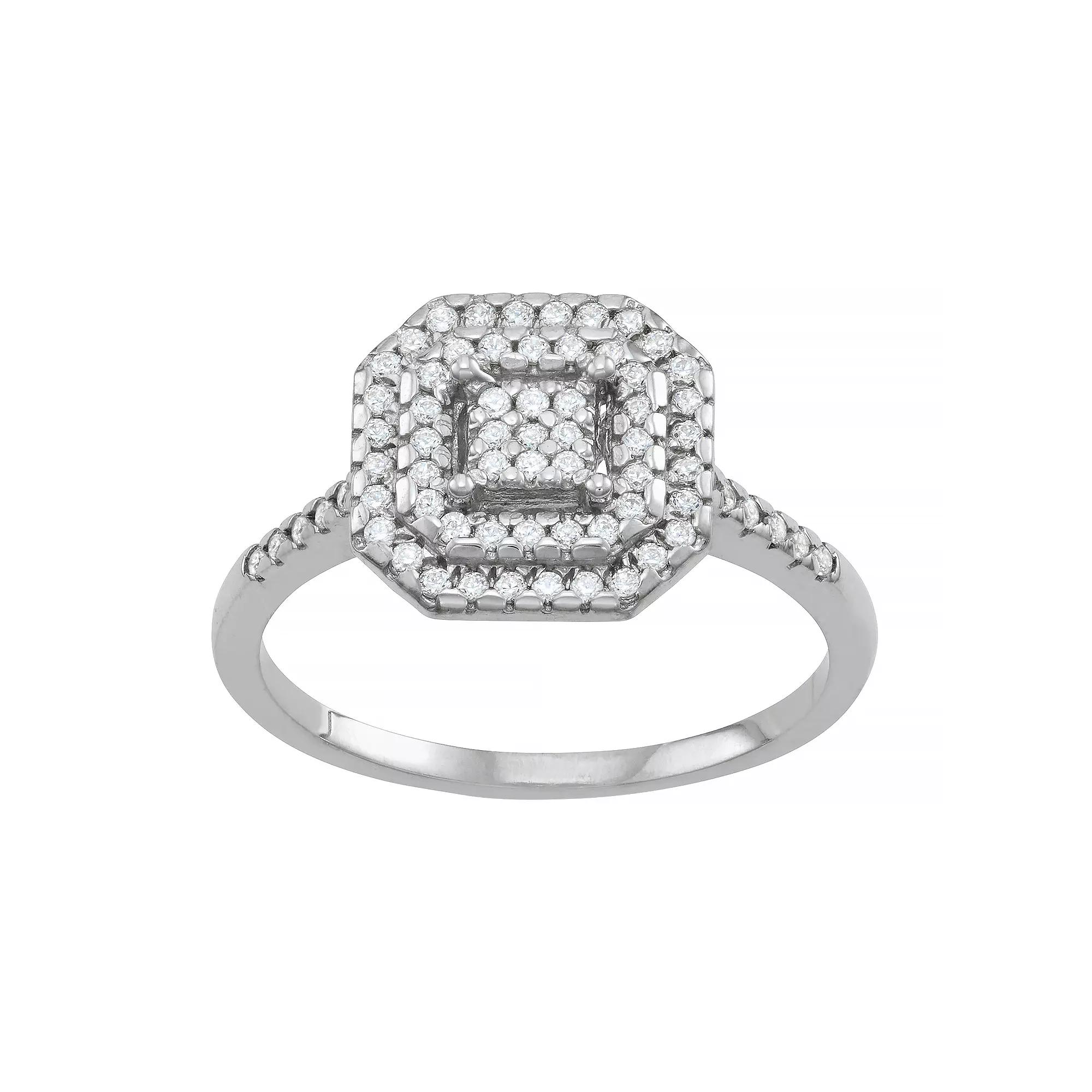 Tiara Sterling Silver 1/3 Carat T.W. Diamond Tiered Cluster Ring, Womens Product Image