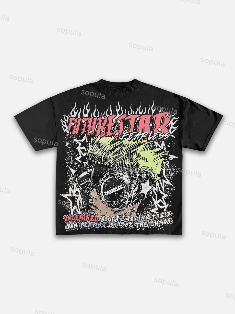 Fearless Vintage Street Trend Portrait Graphic Cotton T-shirt Product Image