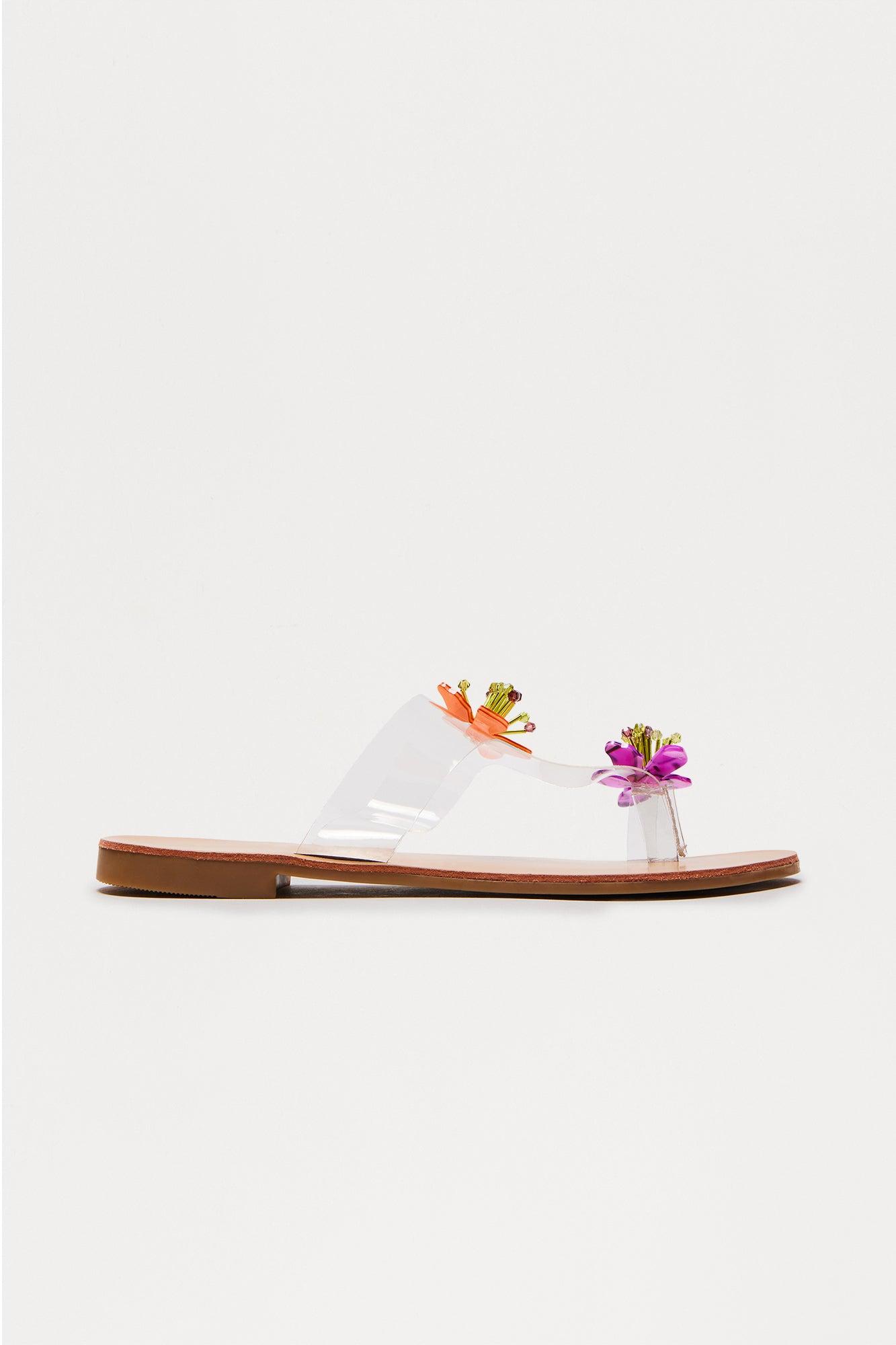 Petite Petals Toe Ring Flip Flops - Nude Female Product Image