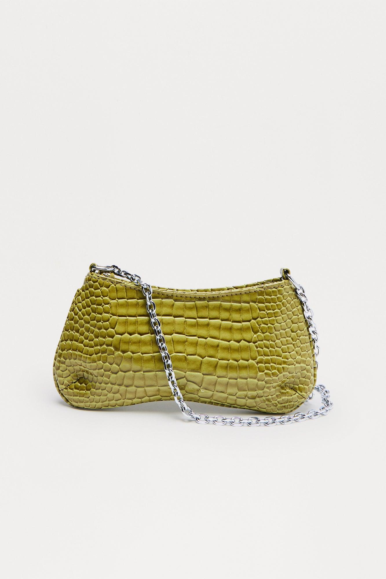 Reptile Runway Embossed Croc Handbag - Olive Female Product Image