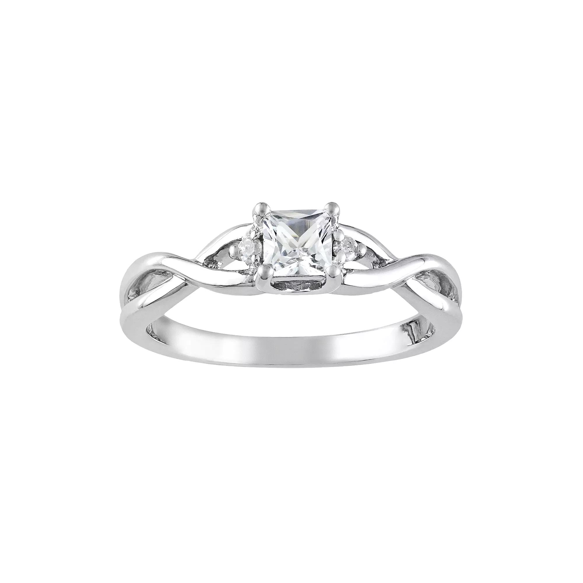 Stella Grace Sterling Silver Lab-Created White Sapphire and Diamond Accent Infinity Ring, Women's,  Product Image