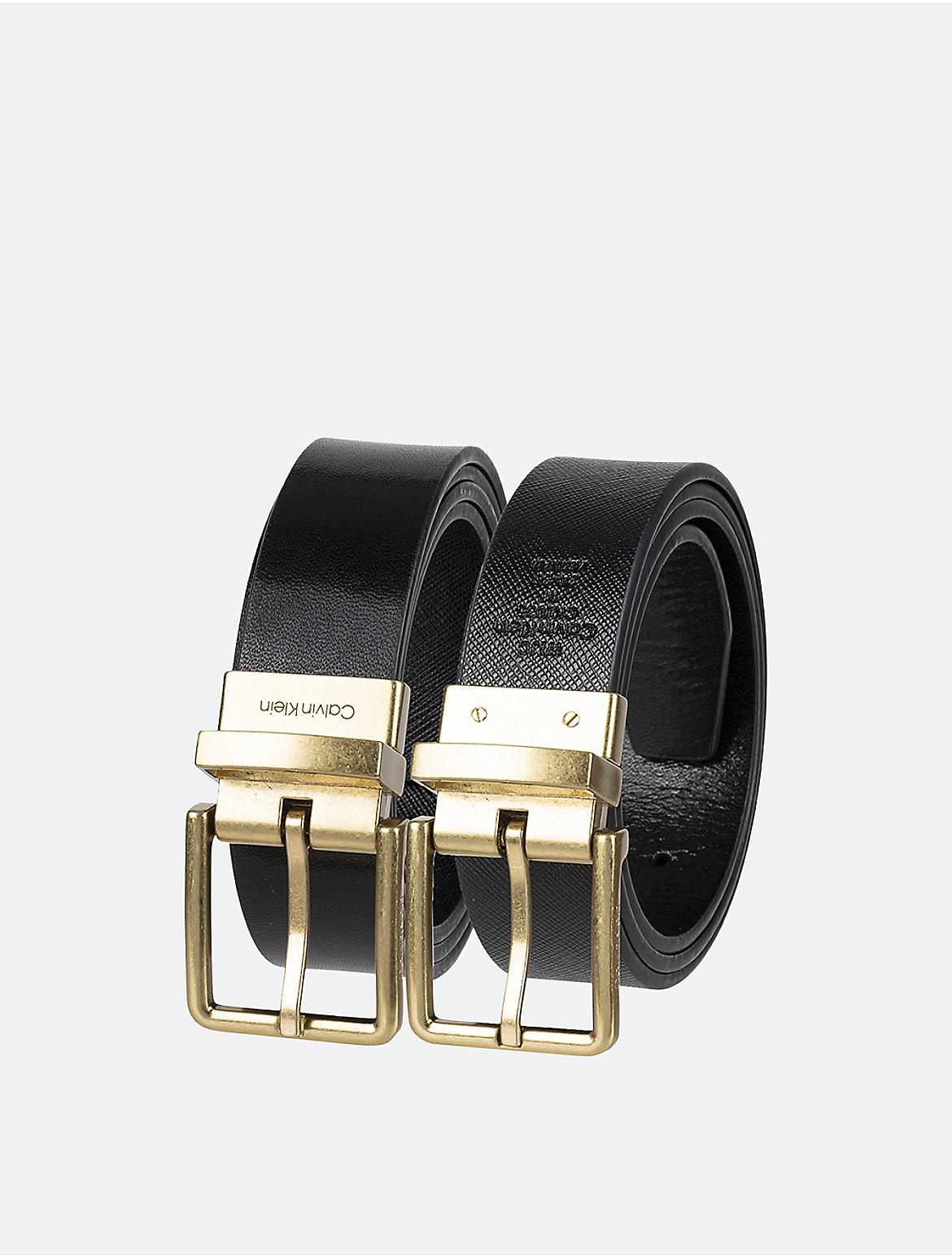 Calvin Klein Mens Saffiano Leather Reversible Belt - Black Product Image