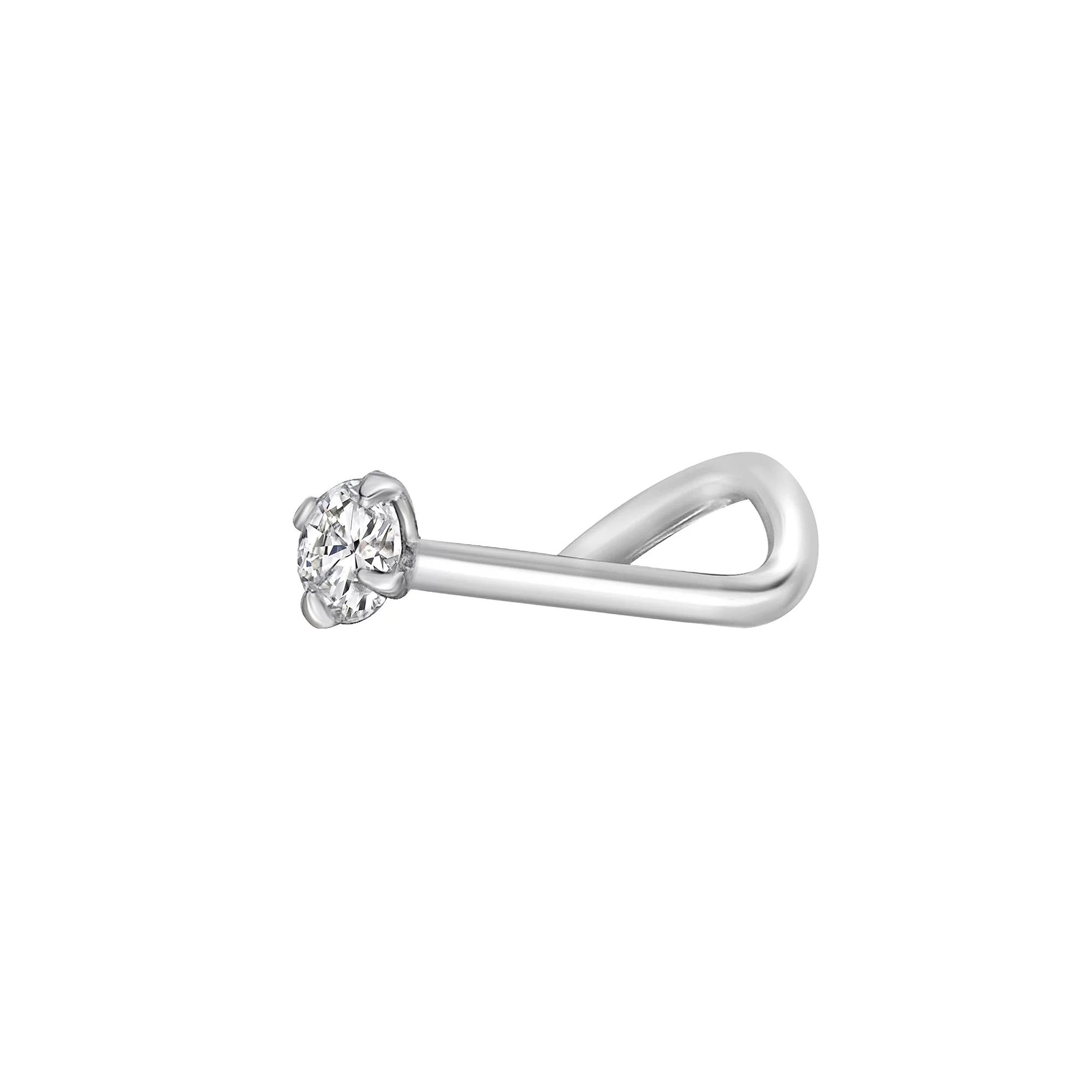Lila Moon 14k Gold 2 mm Cubic Zirconia Curved Nose Stud, Women's, 14k White Gold Product Image