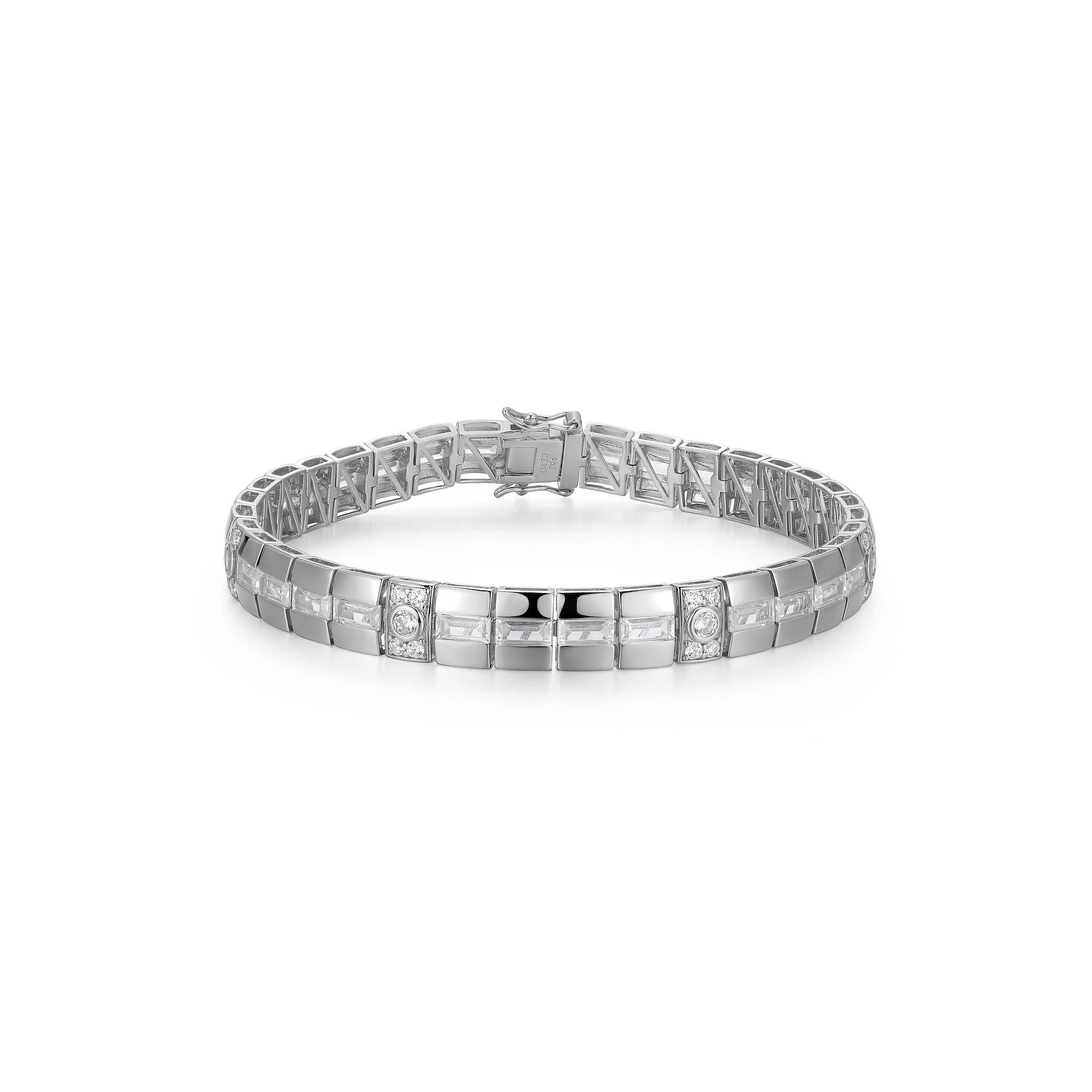 Men's Sterling Silver Cubic Zirconia Bracelet, Size: 8.5" Product Image
