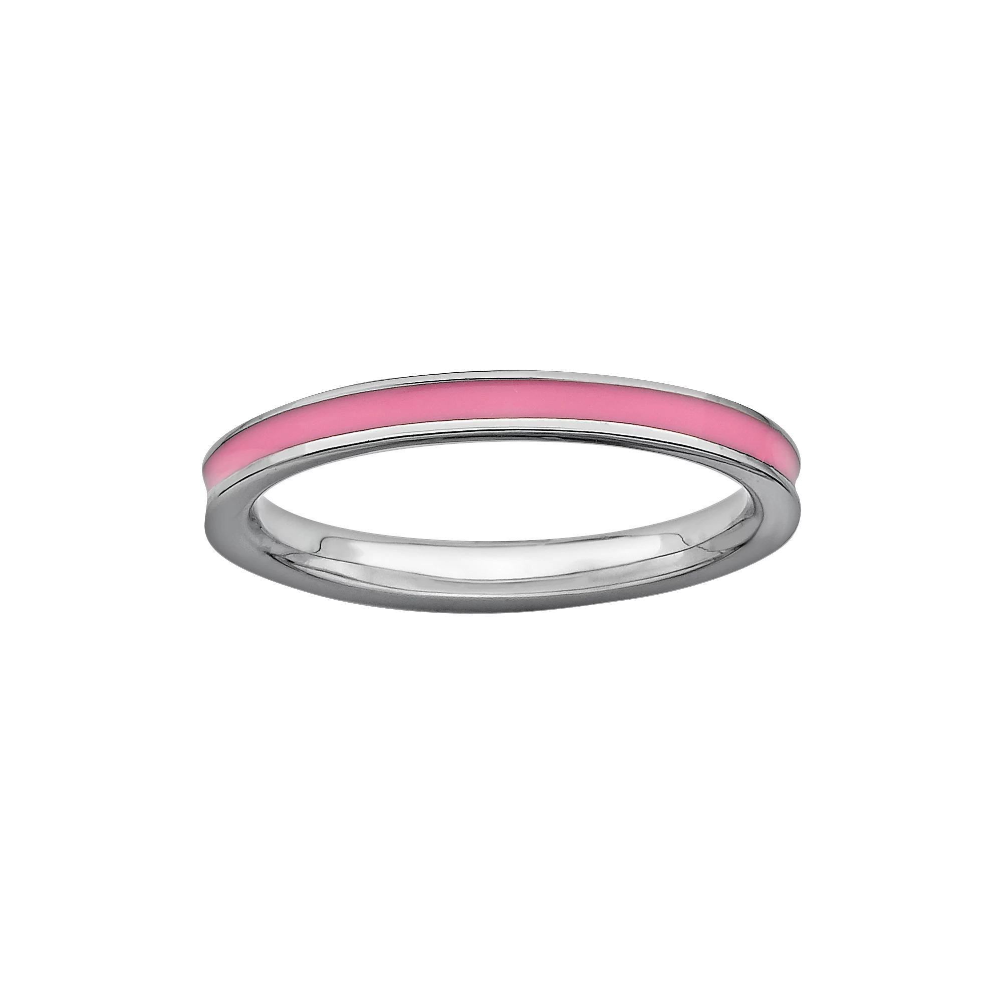 Stacks & Stones Sterling Silver Pink Enamel Stack Ring, Women's, Size: 7 Product Image