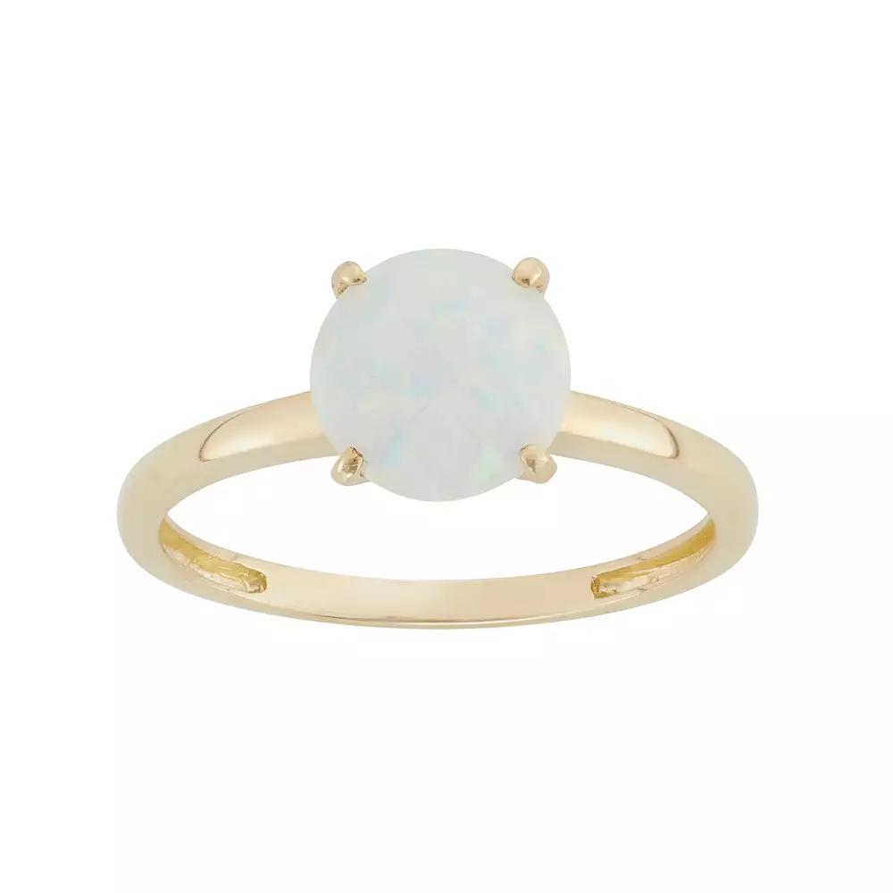 Designs by Gioelli Lab-Created Opal 10k Gold Ring, Women's, Size: 8, White Product Image
