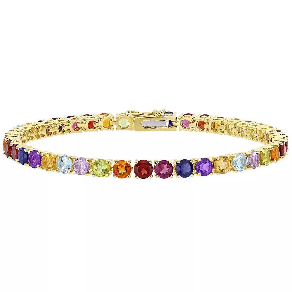 Stella Grace 18k Gold Over Silver Multi-Gemstone Tennis Bracelet, Women's, Size: 7.25", Gold Tone Product Image