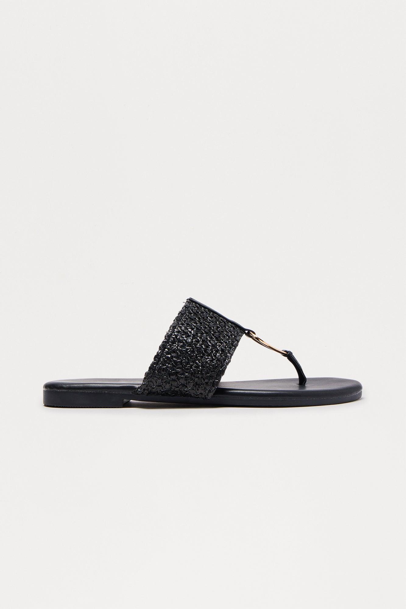 Arizona Raffia Sandals - Black Female Product Image