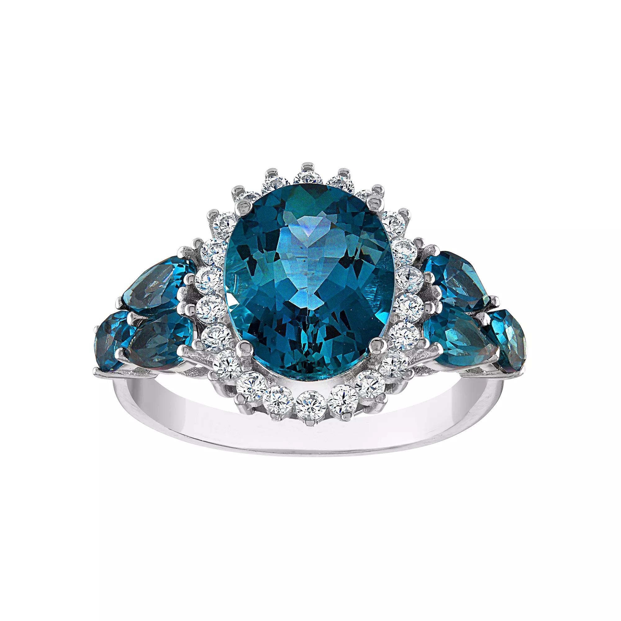 Designs by Gioelli Sterling Silver London Blue Topaz & Lab-Created White Sapphire Ring, Women's,  Product Image