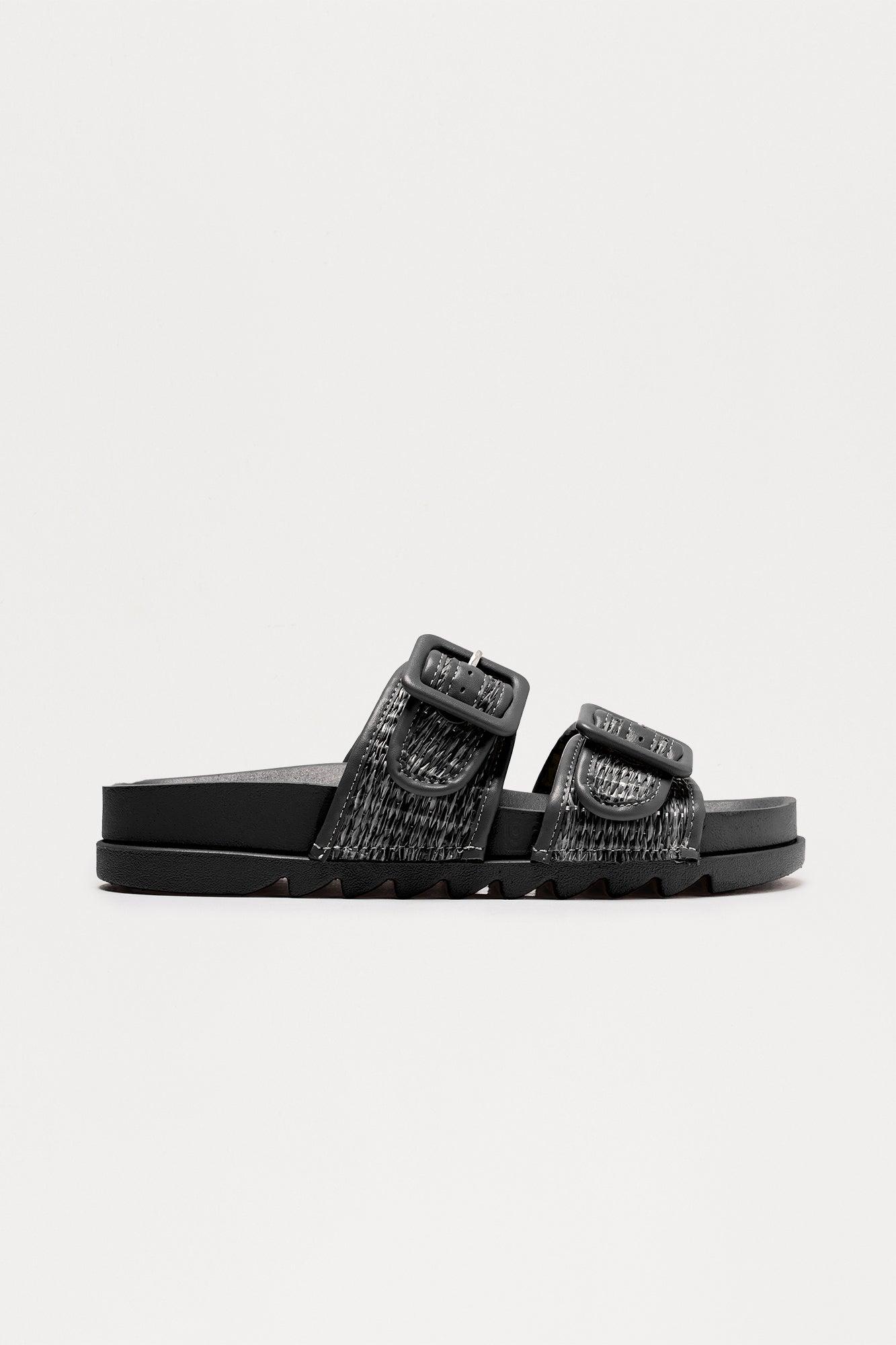 Venice Beach Raffia Sandals - Black Female Product Image