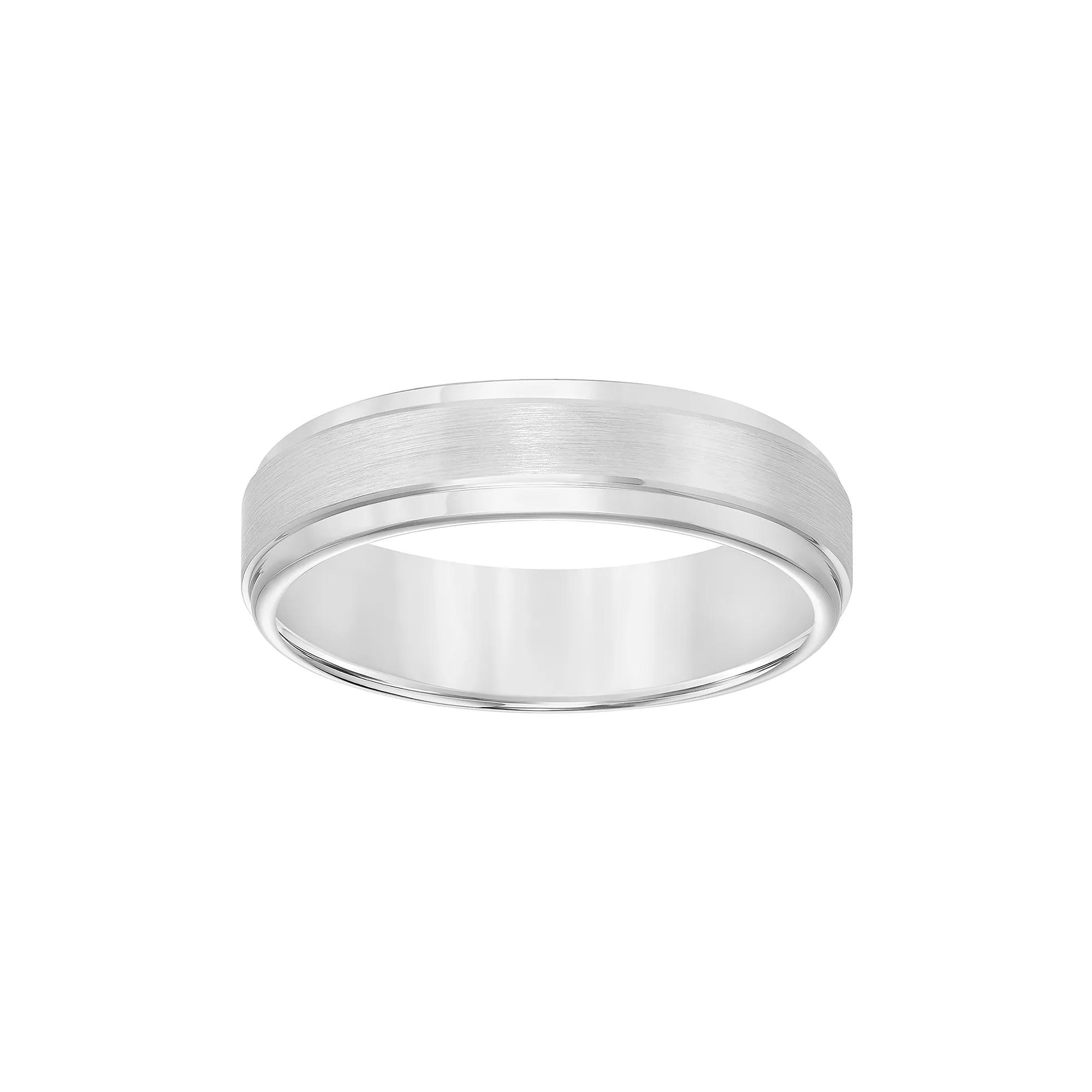 AXL Tungsten Carbide 6 mm Step-Edge Comfort Fit Men's Band, Size: 8.50, White Tungsten Product Image