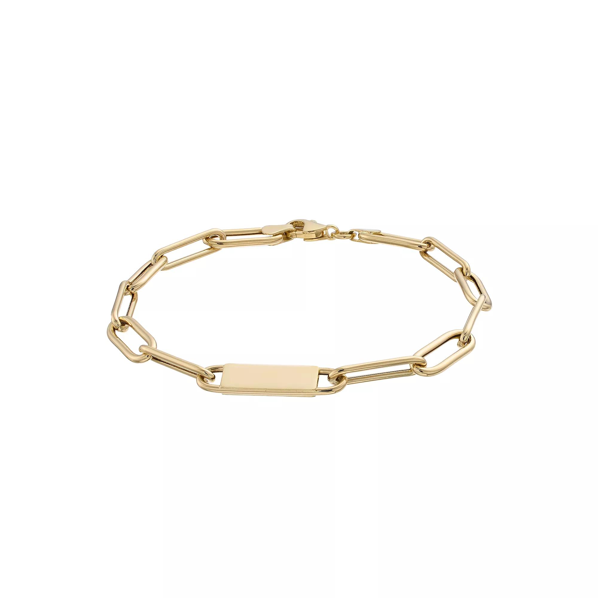 Au Naturale 14k Gold Paper Clip Chain ID Bracelet, Women's, Size: 7.5" Product Image