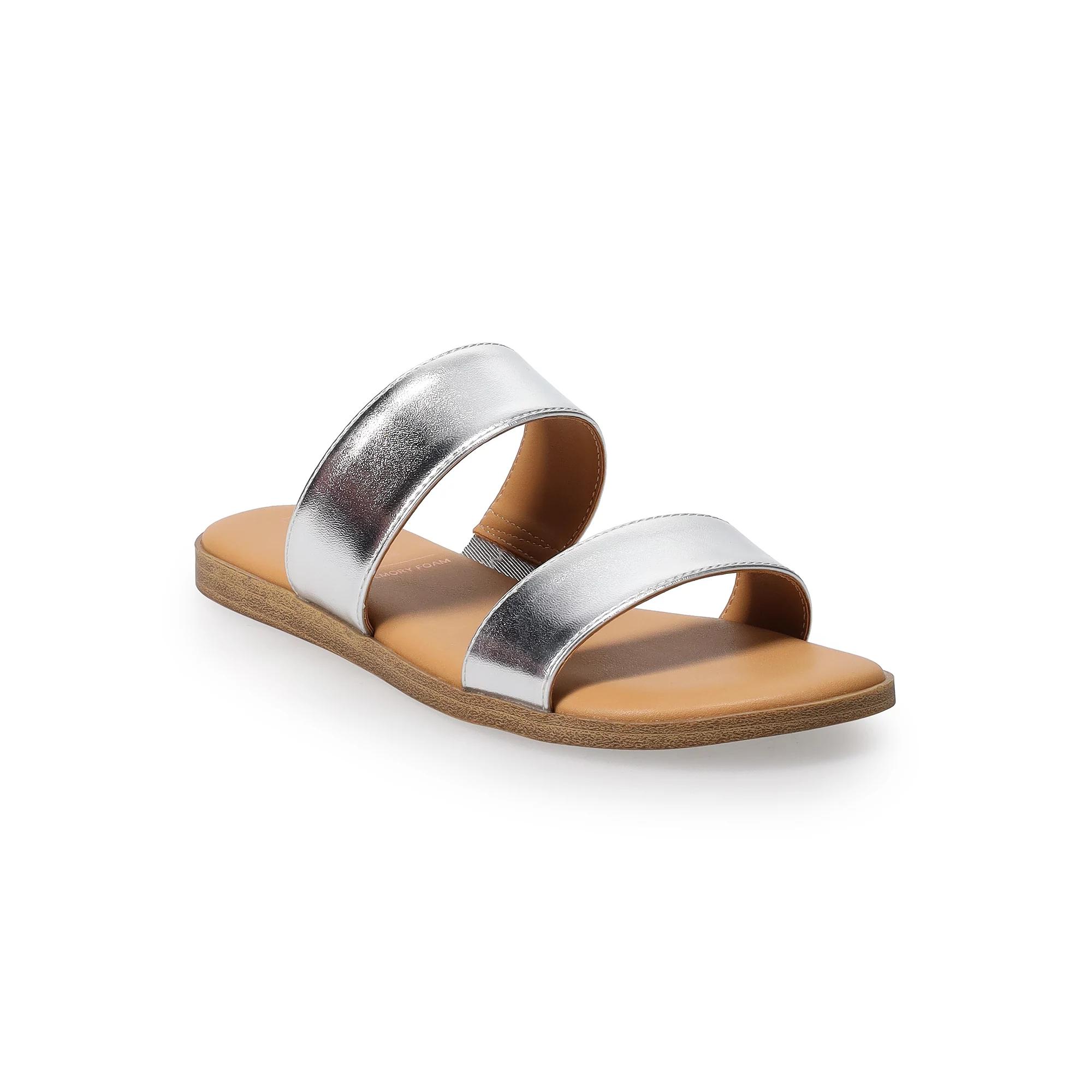 LC Lauren Conrad Sunstone Women's Slide Sandals, Size: 10, Silver Product Image
