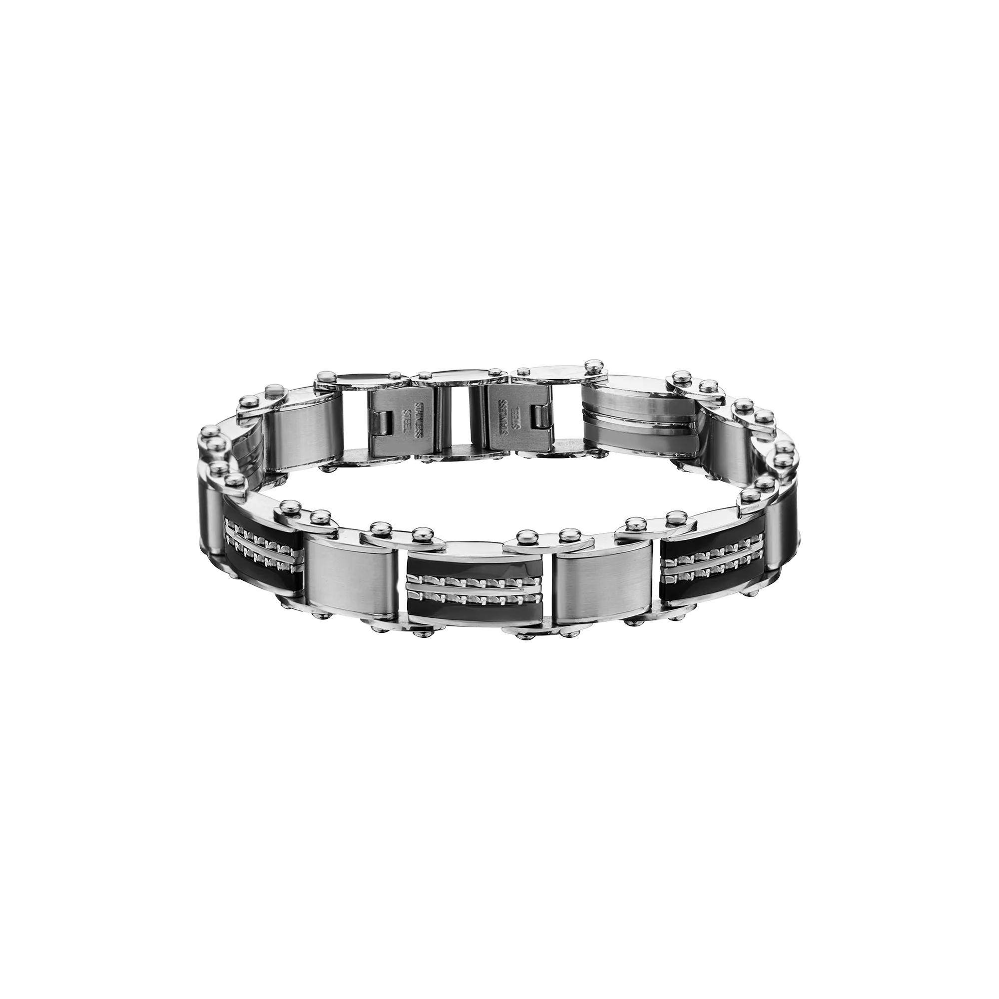 Men's Stainless Steel Reversible Link Bracelet, Size: 7.5", Two Tone Product Image