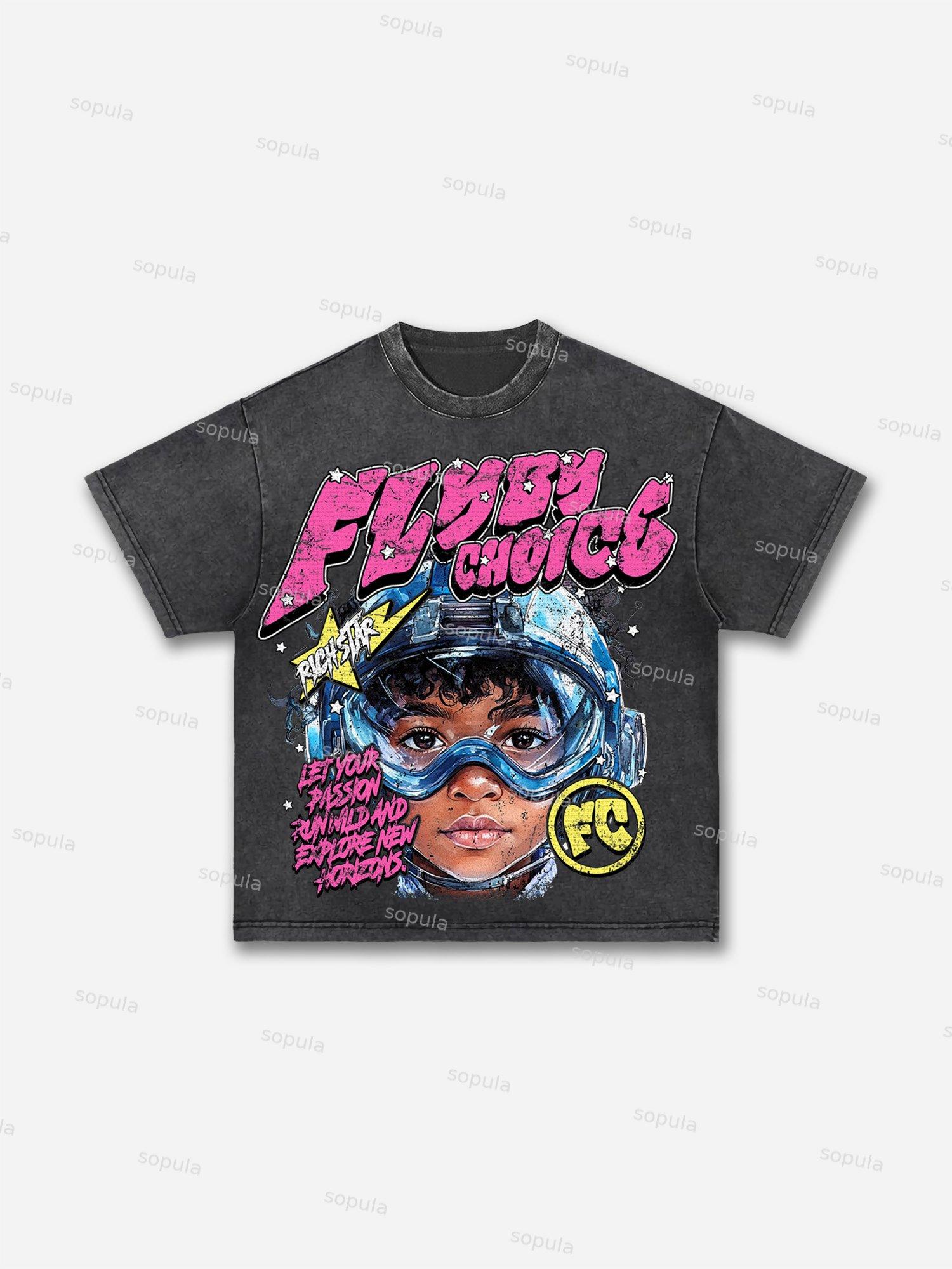 Fly By Choice Graphic Acid Wash T-shirt Product Image