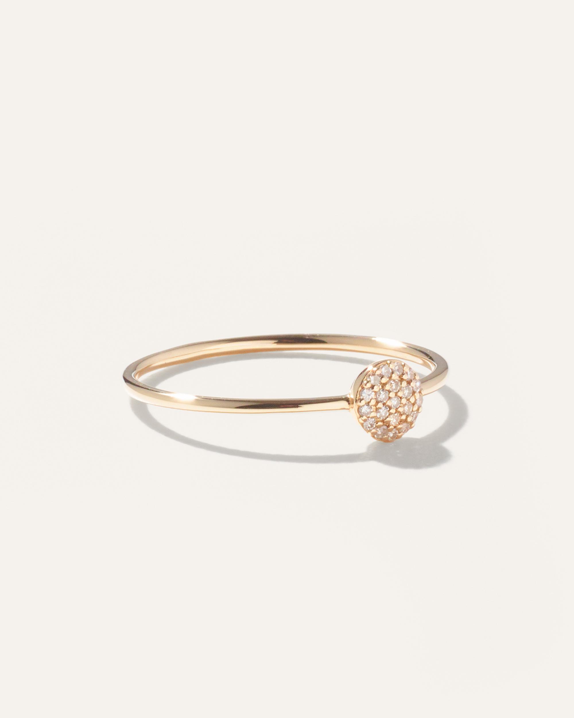 Quince | Women's 14K Gold Pave Diamond Round Disc Ring Product Image