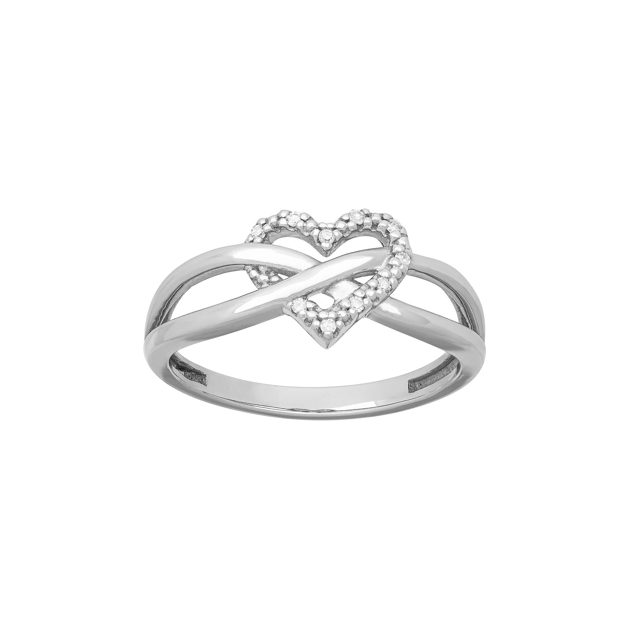 Love Always 10k White Gold Diamond Accent Open Heart Ring, Women's, Size: 5 Product Image