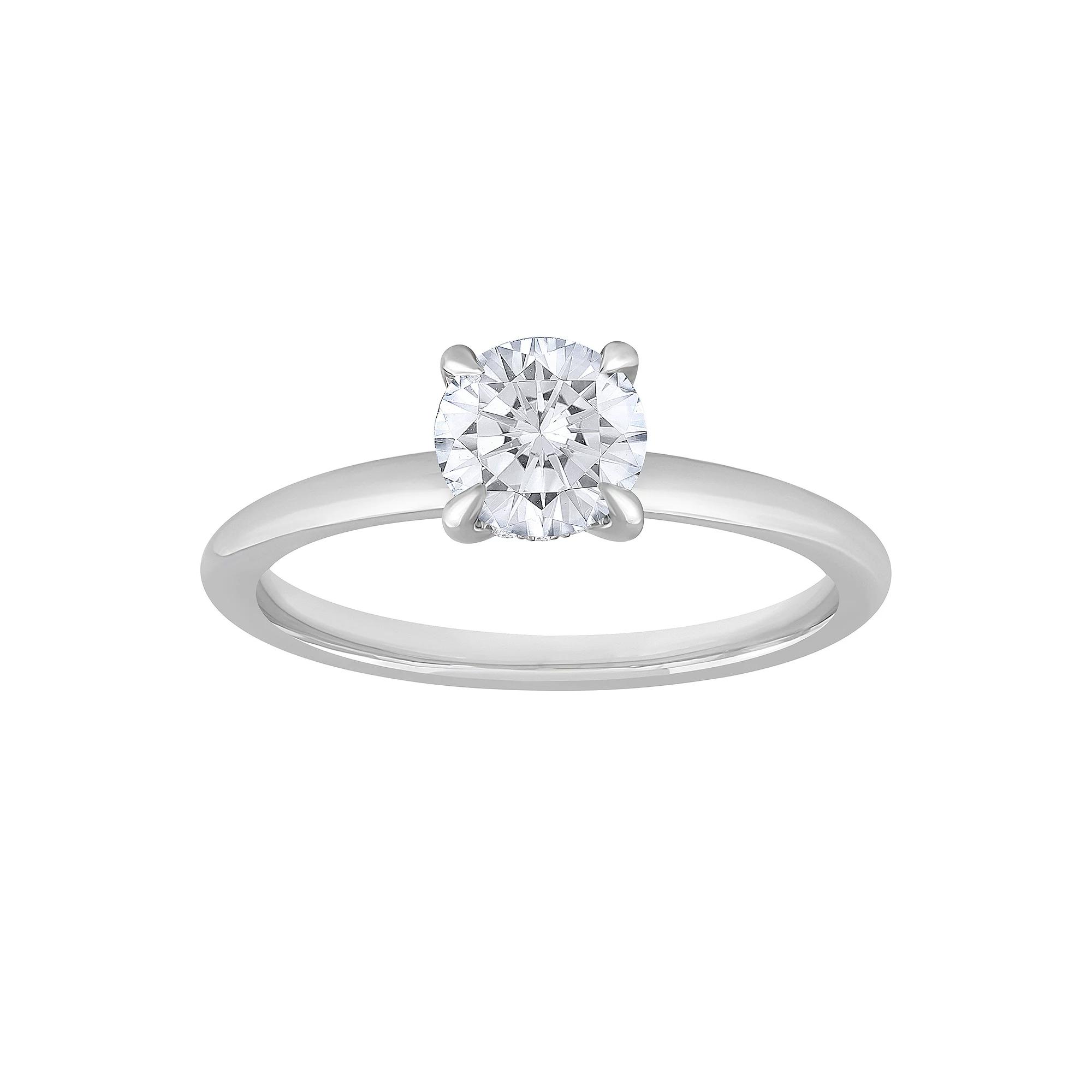 Galaxie Solaire 14k White Gold 1 Carat T.W. Lab-Grown Diamond Solitaire Plus Ring, Women's,  Product Image