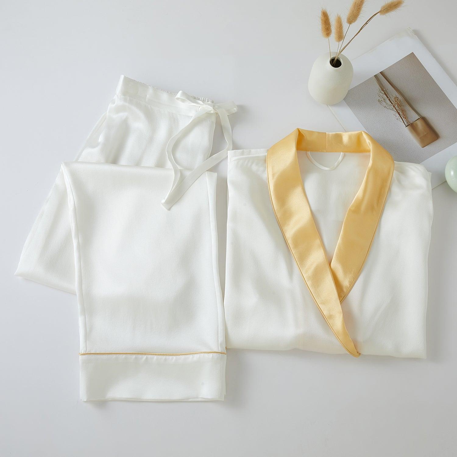 Daffodils Pure Silk Long Sleeve Pajama Set for Men Product Image