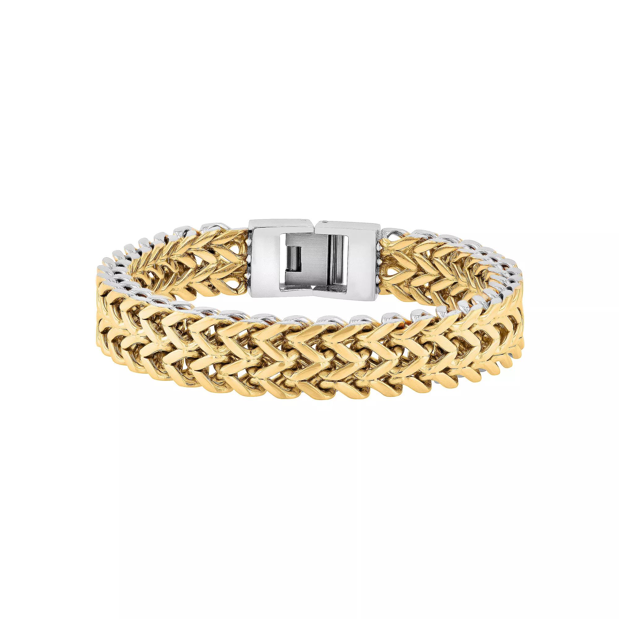 Men's Jewelry Nation Stainless Steel Double Row Franco Chain Bracelet,  Product Image